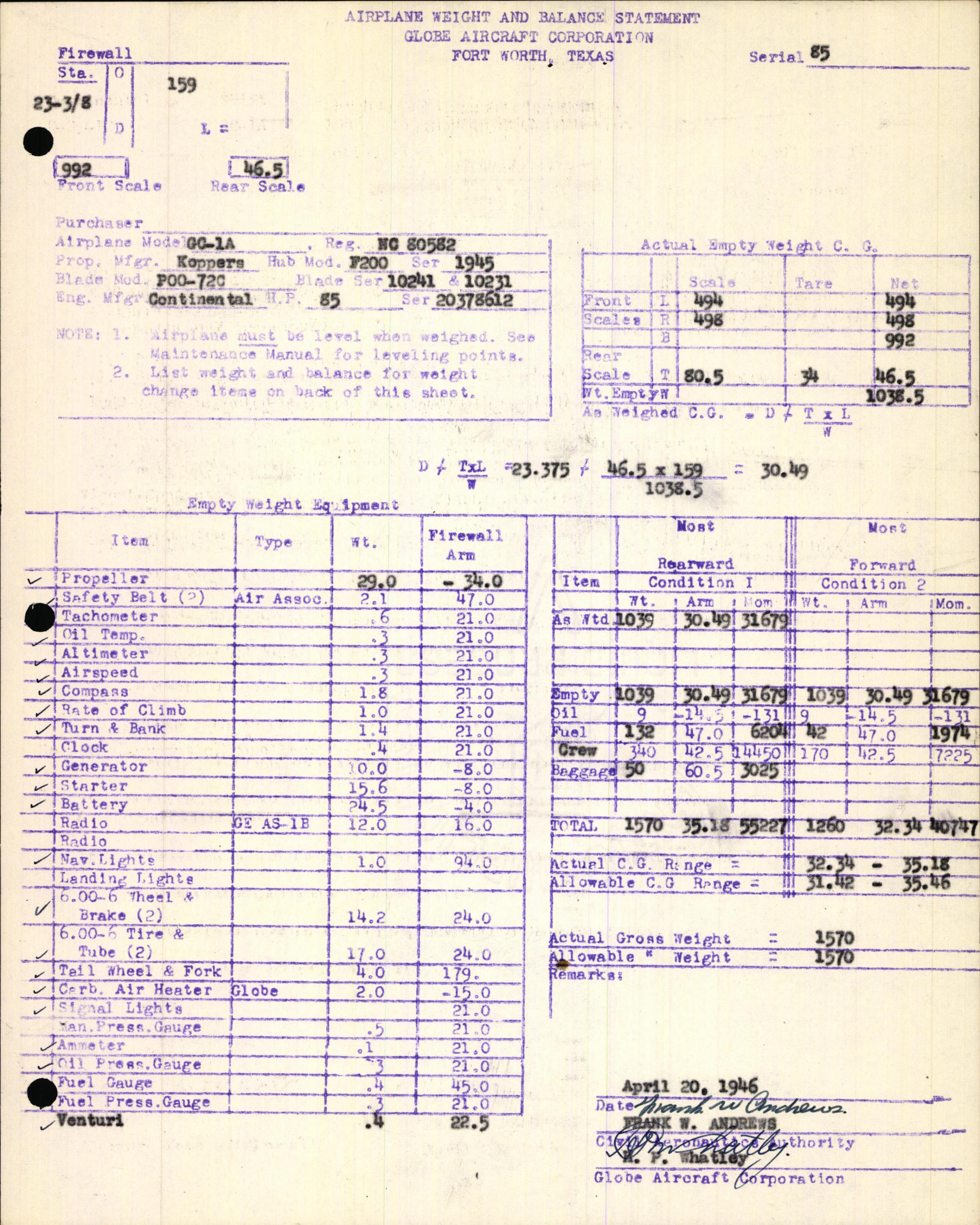 Sample page 11 from AirCorps Library document: Technical Information for Serial Number 85