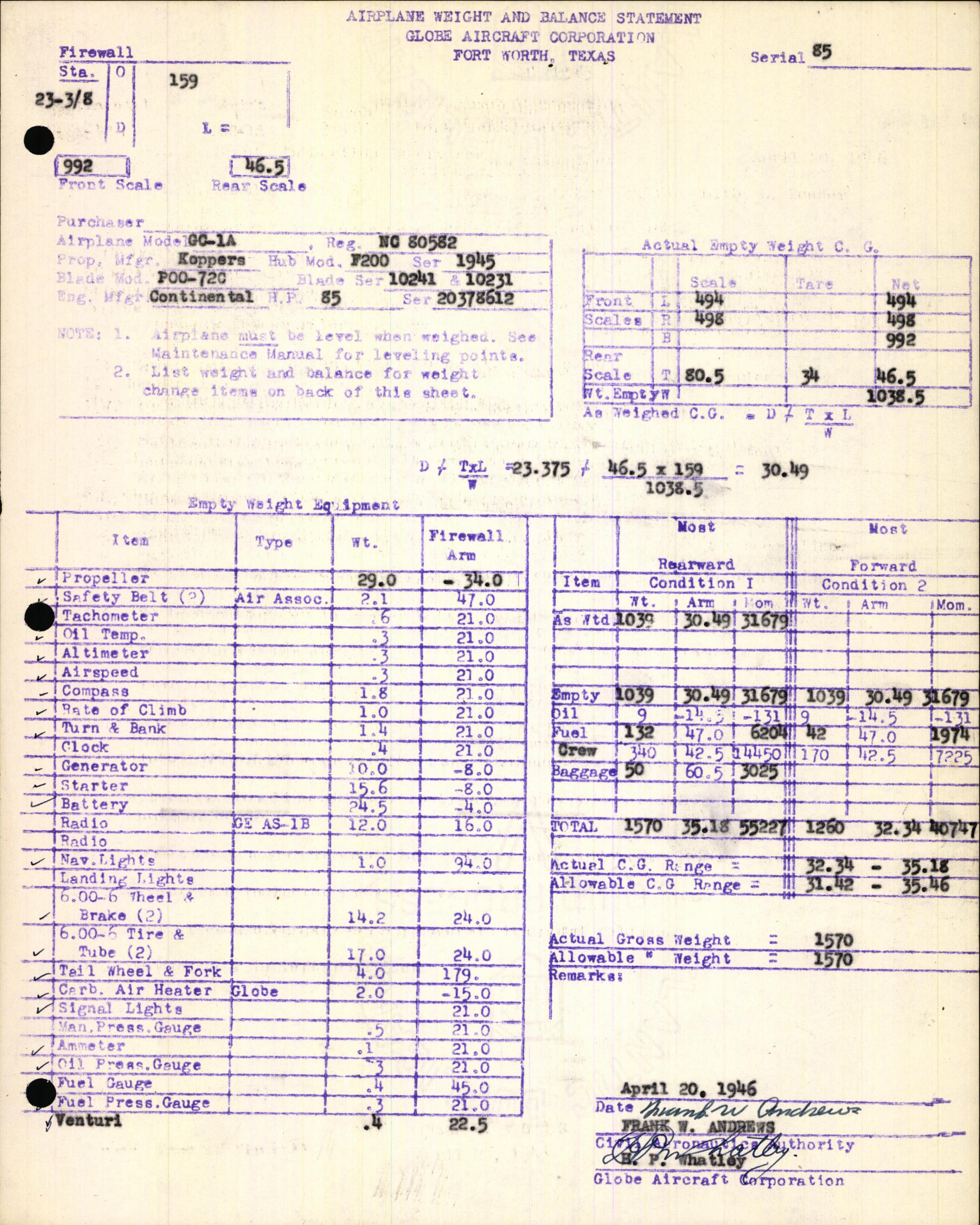 Sample page 9 from AirCorps Library document: Technical Information for Serial Number 85