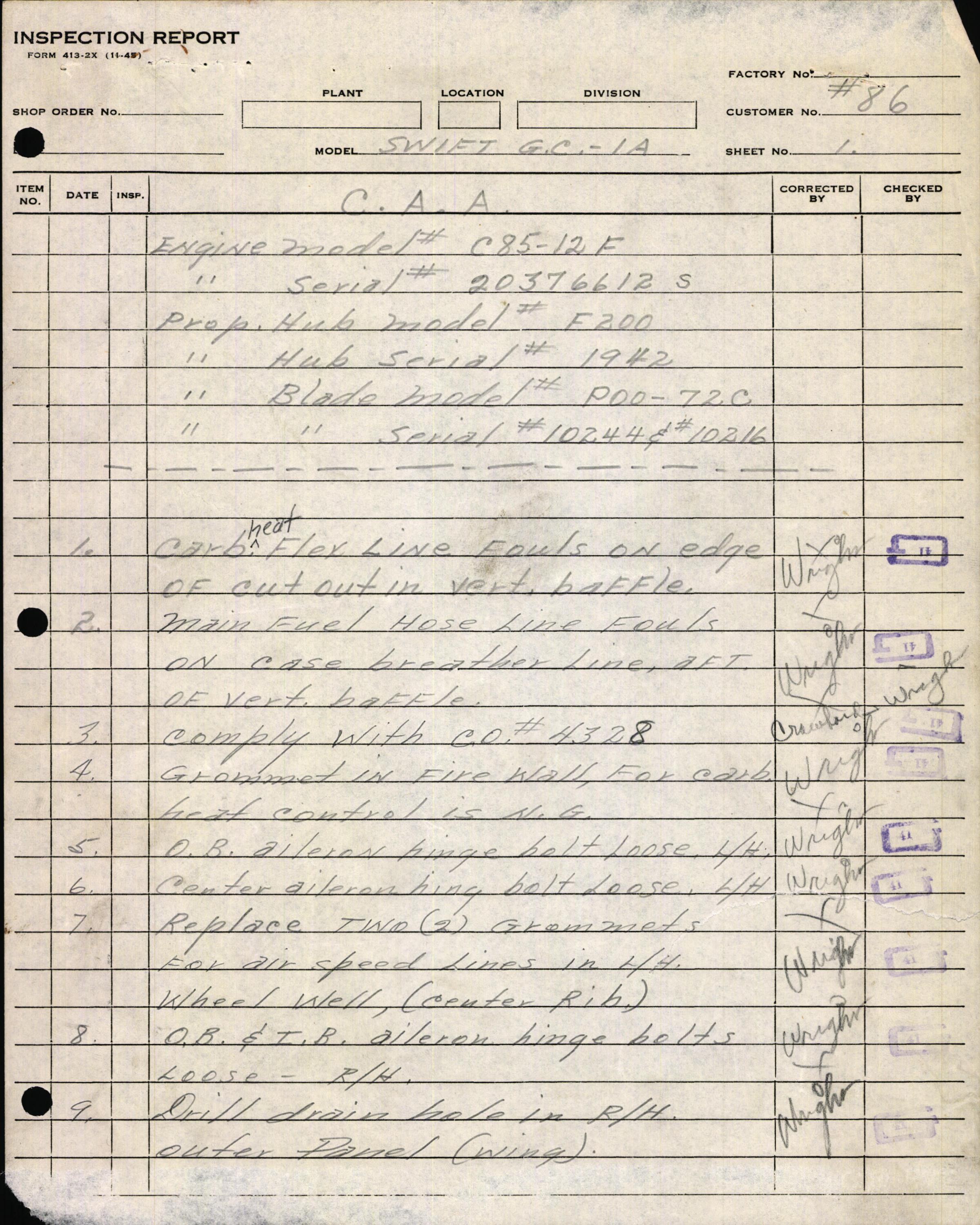 Sample page 13 from AirCorps Library document: Technical Information for Serial Number 86