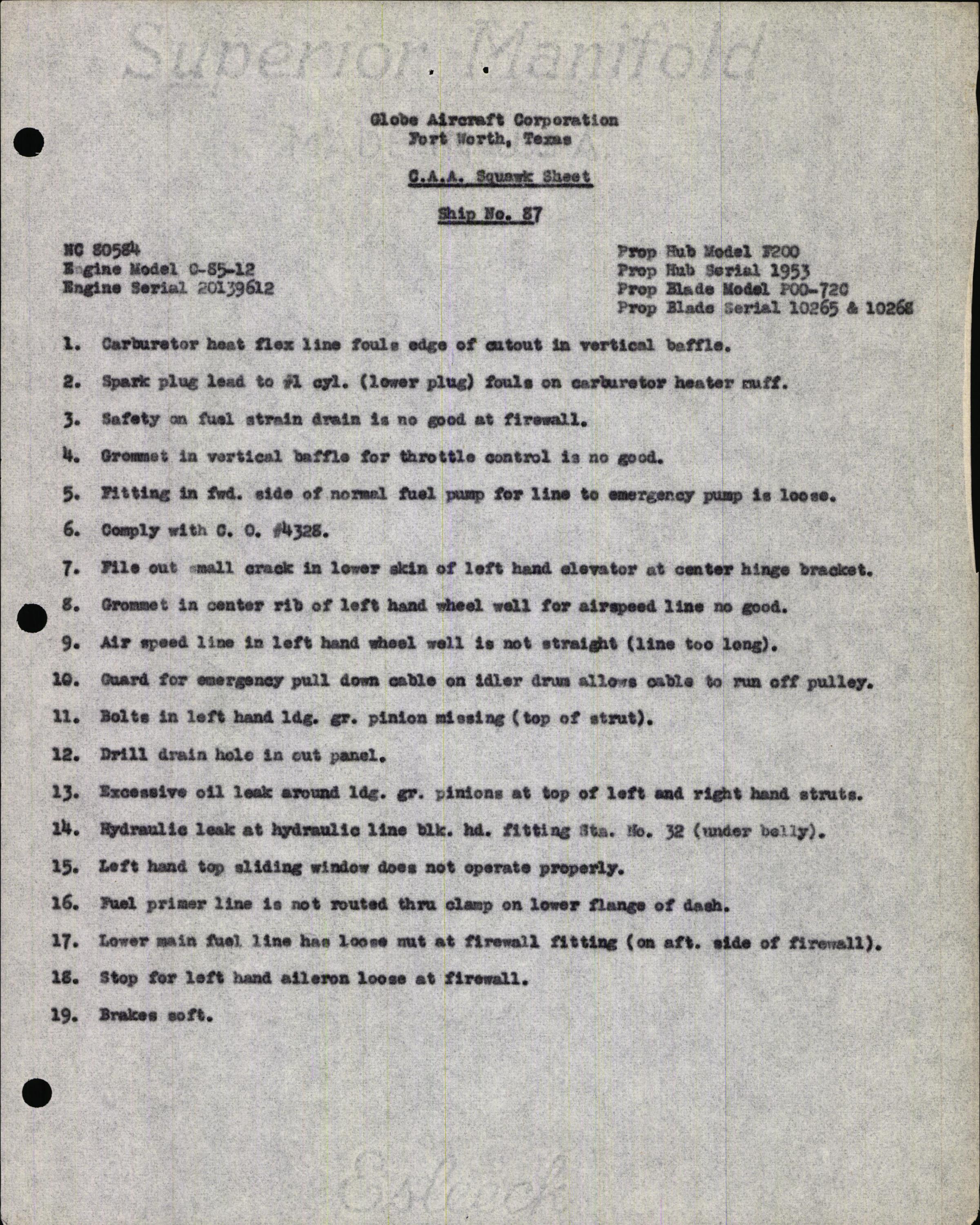 Sample page 13 from AirCorps Library document: Technical Information for Serial Number 87