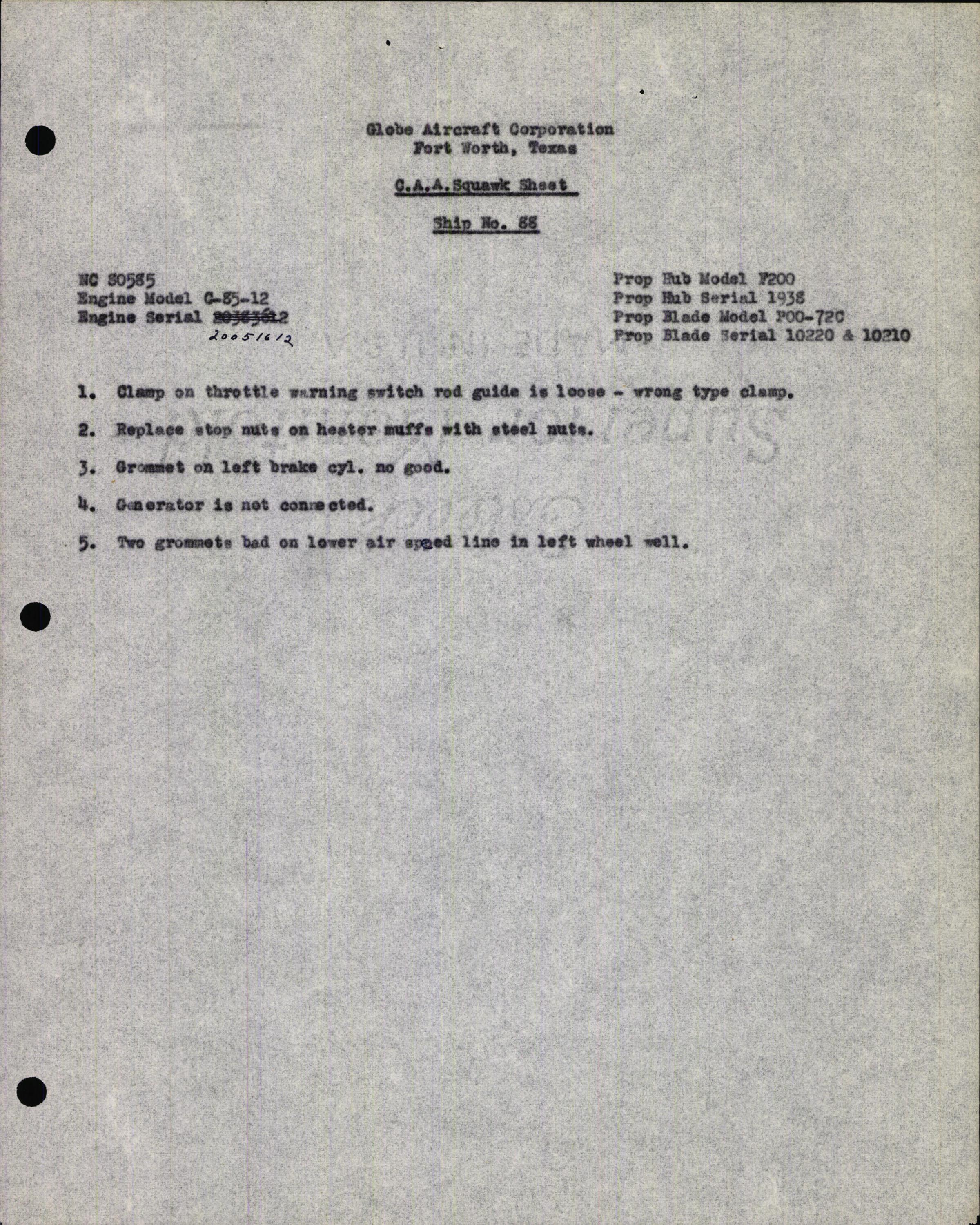 Sample page 13 from AirCorps Library document: Technical Information for Serial Number 88
