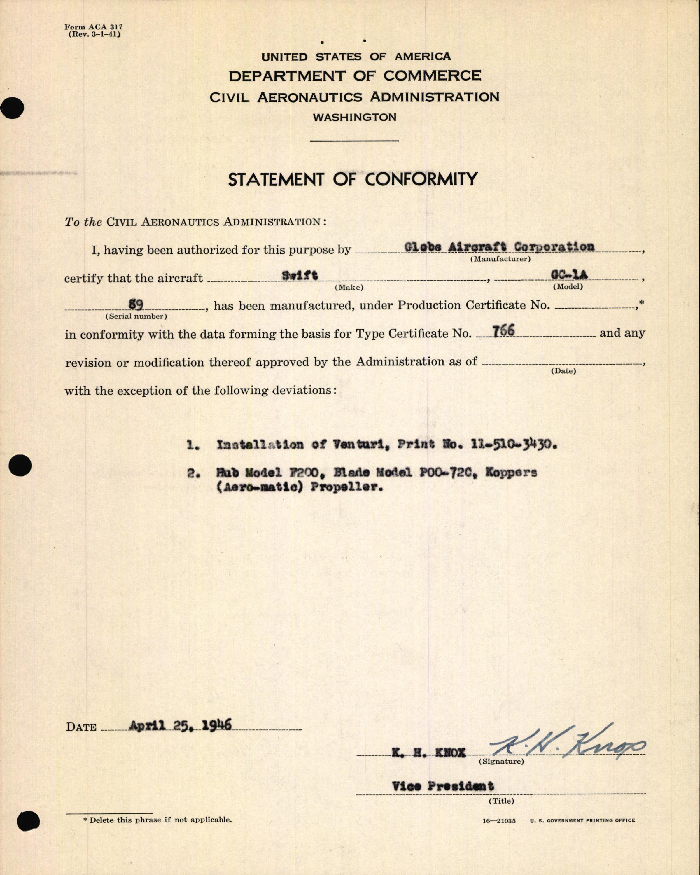 Sample page 11 from AirCorps Library document: Technical Information for Serial Number 89