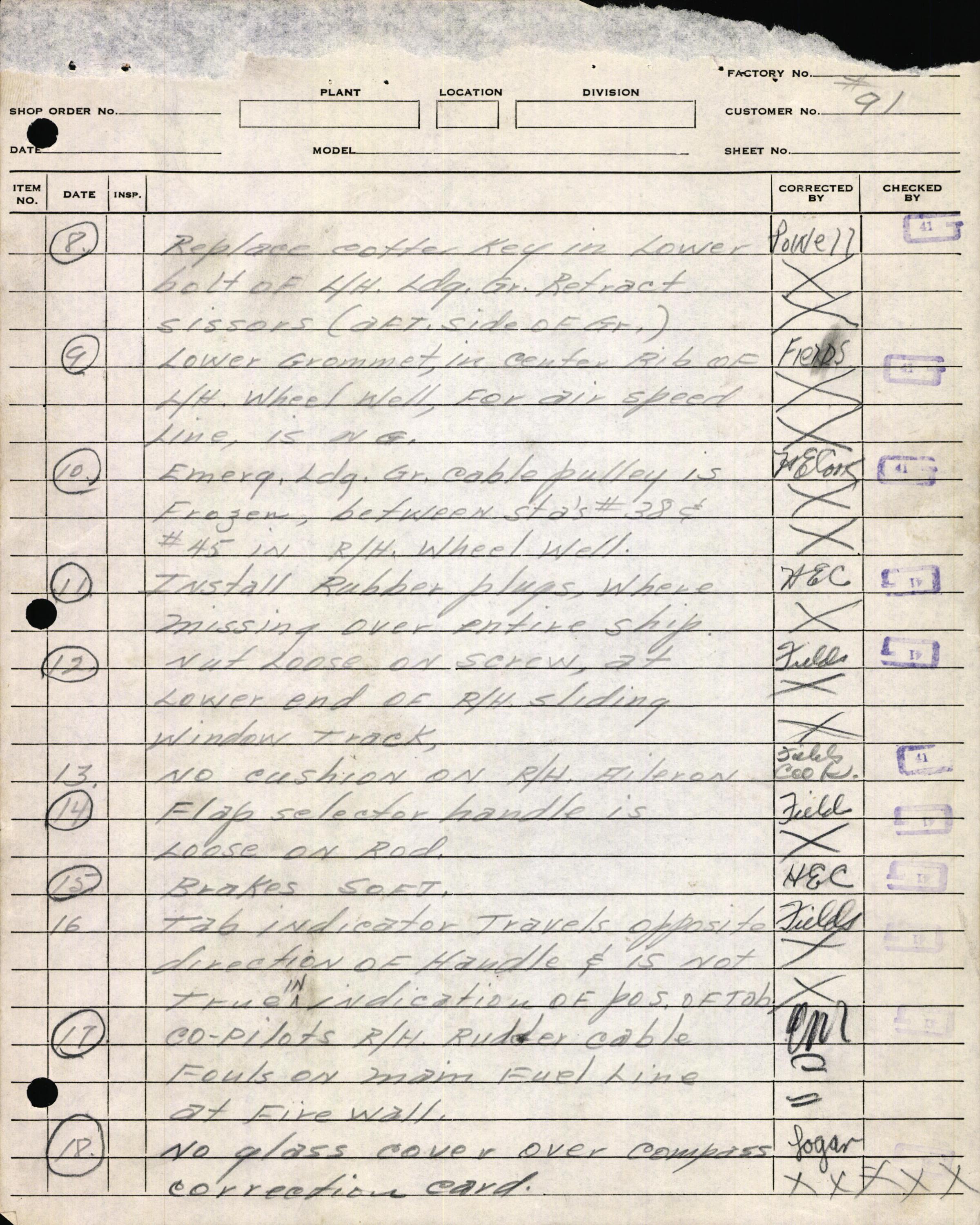 Sample page 13 from AirCorps Library document: Technical Information for Serial Number 91