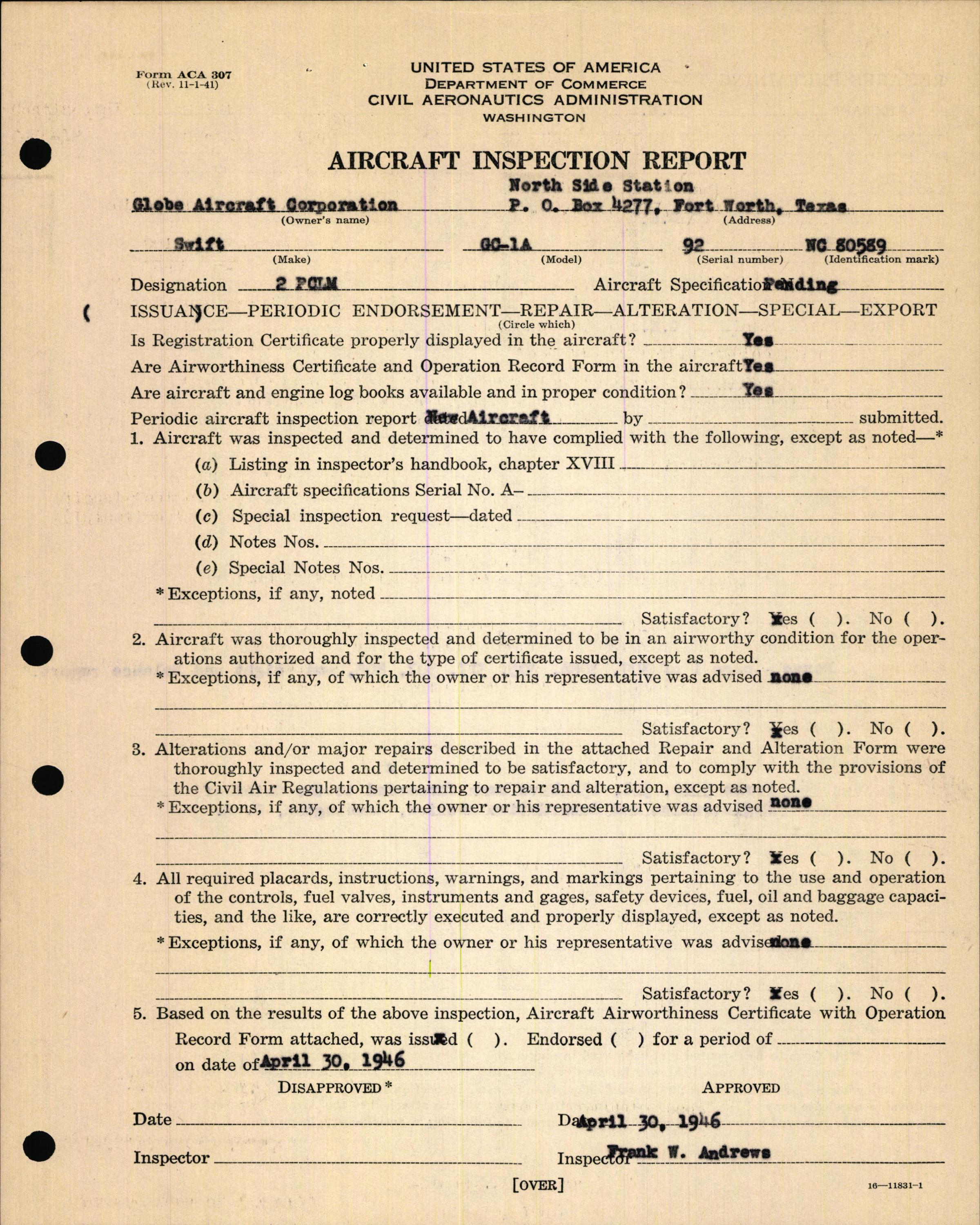 Sample page 13 from AirCorps Library document: Technical Information for Serial Number 92