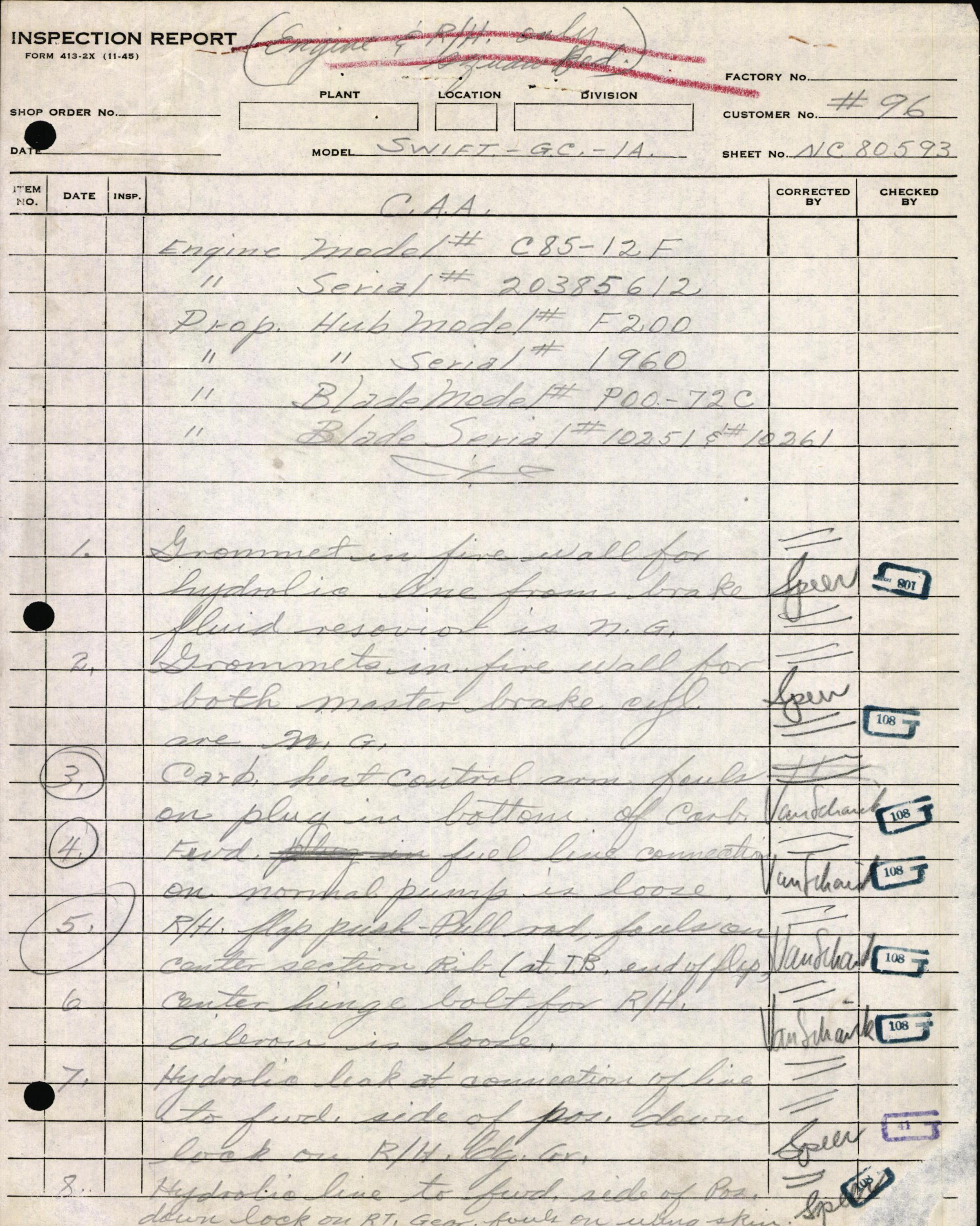 Sample page 13 from AirCorps Library document: Technical Information for Serial Number 96