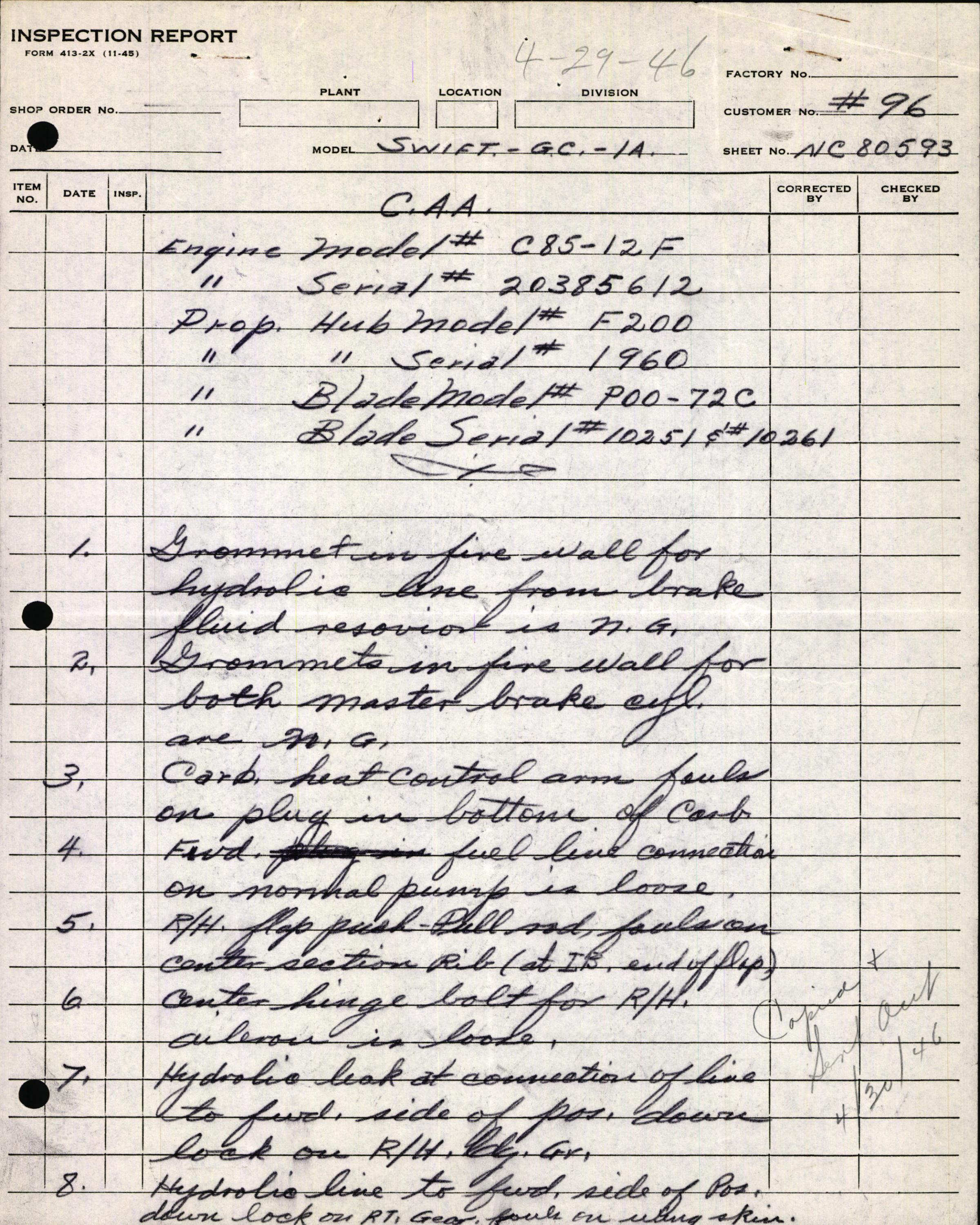 Sample page 9 from AirCorps Library document: Technical Information for Serial Number 96