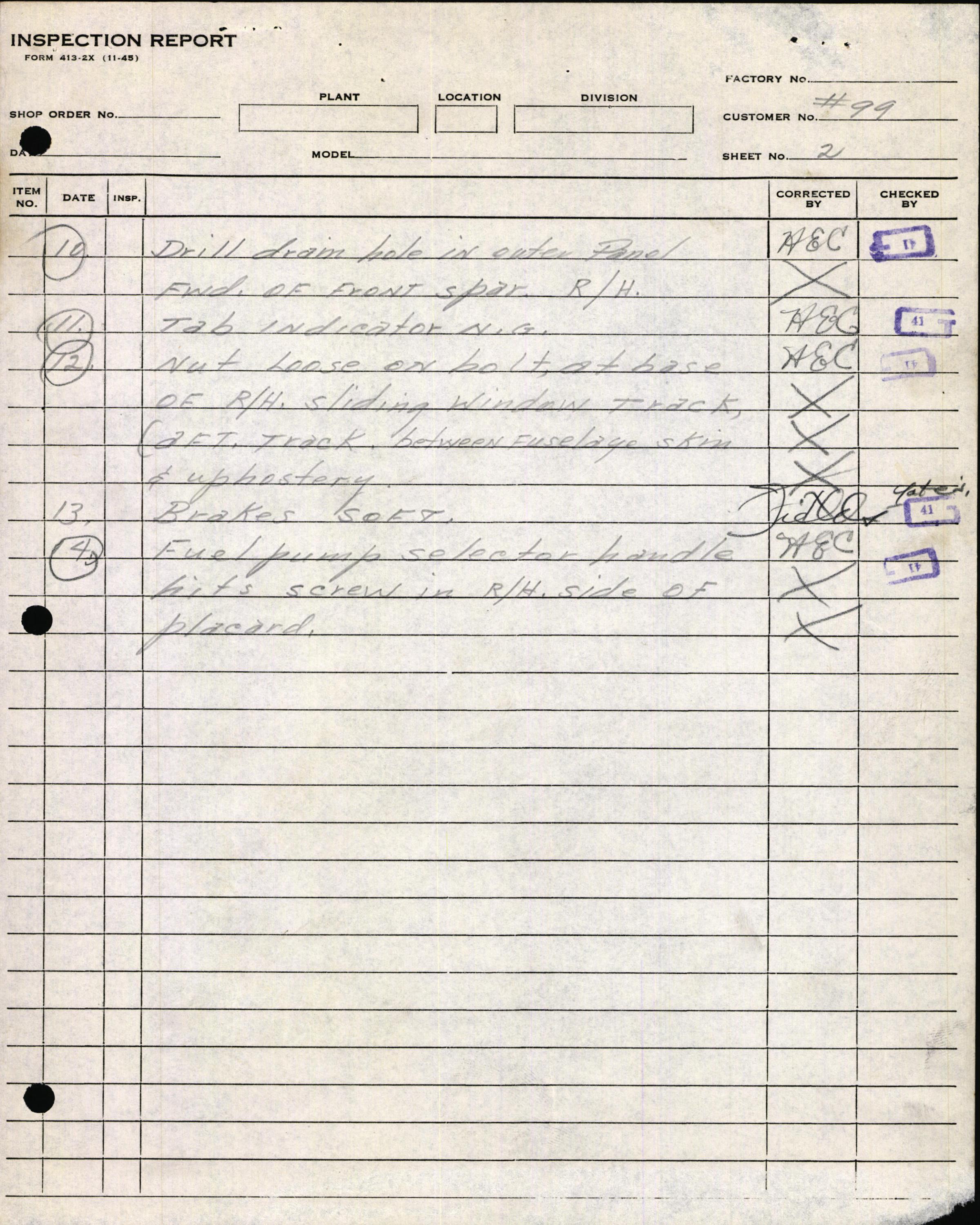 Sample page 13 from AirCorps Library document: Technical Information for Serial Number 99