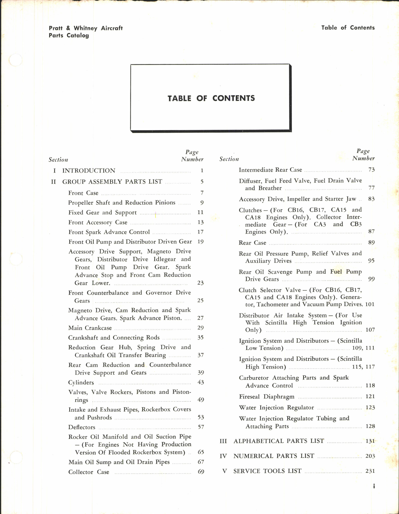 Sample page 5 from AirCorps Library document: Parts Catalog for Double Wasp CA3, CA15, CA18, CB3, CB16, & CB17 Engines