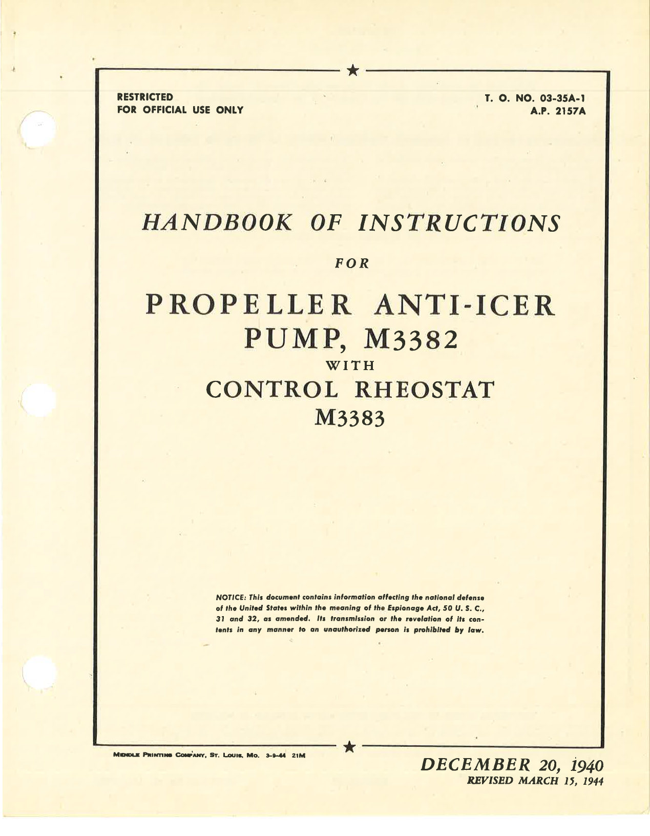 Sample page 3 from AirCorps Library document: Handbook of Instructions for Propeller Anti-Icer Pump, M3382 with Control Rheostat M3383
