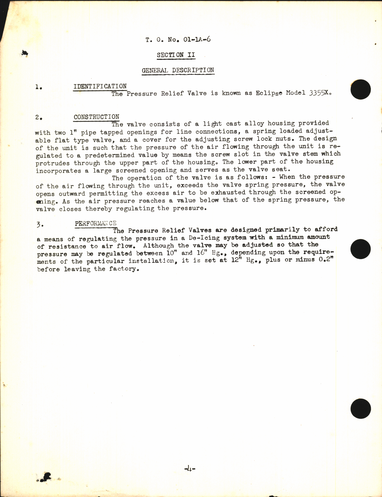 Sample page 6 from AirCorps Library document: Preliminary Handbook of Instructions with Parts Catalog for Pressure Relief Valve Model 3355X