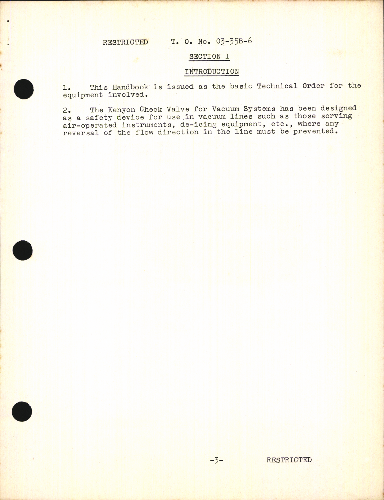 Sample page 5 from AirCorps Library document: Handbook of Instructions with Parts Catalog for Valve Assembly-Check For Vacuum Systems