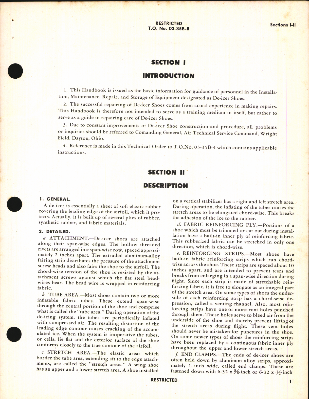 Sample page 5 from AirCorps Library document: Handbook of Instructions for Installation, Repair, and Storage of De-Icer Shoes