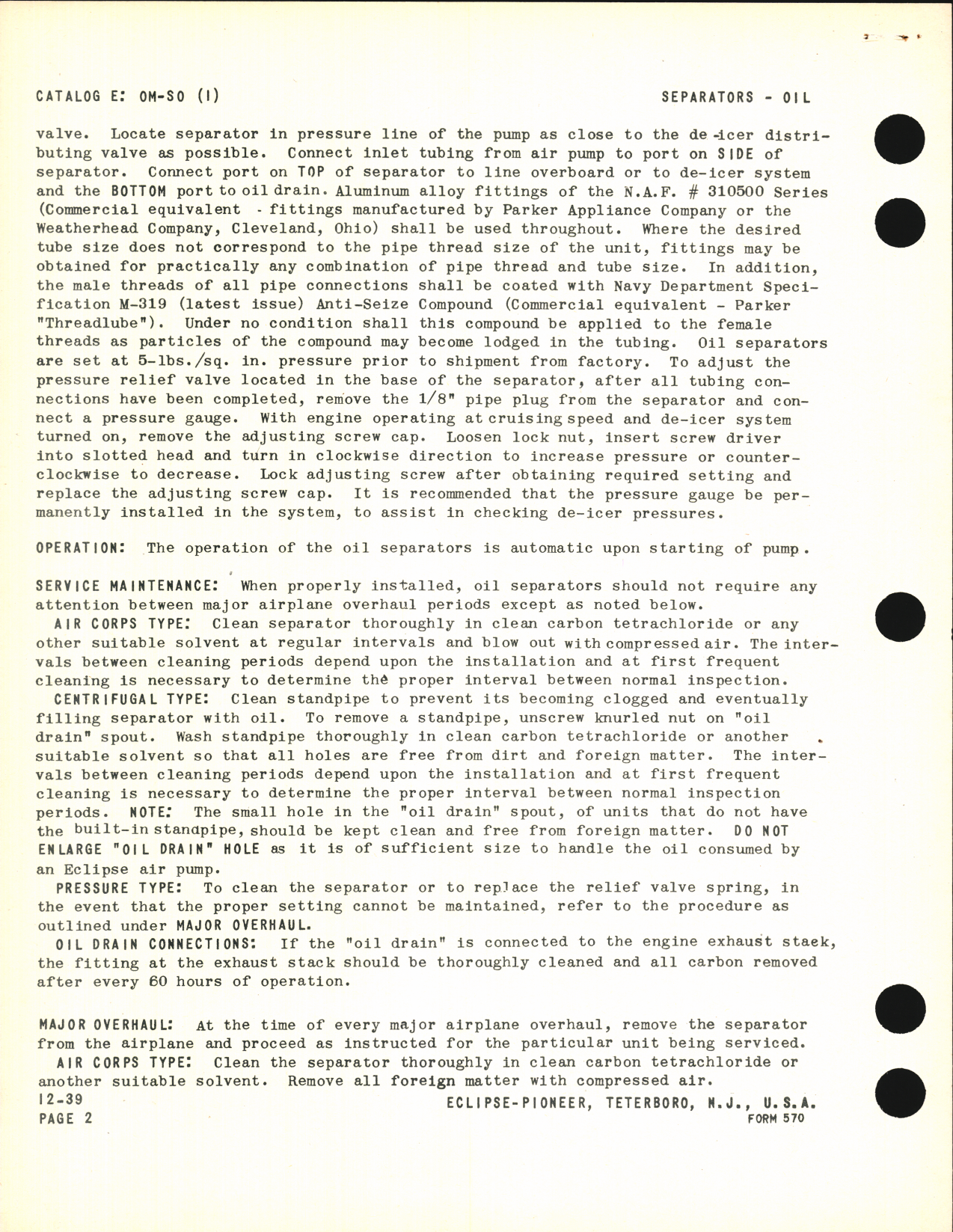 Sample page 2 from AirCorps Library document: Overhaul Manual Section - Types 558 to 564 Oil Separators Inclusive