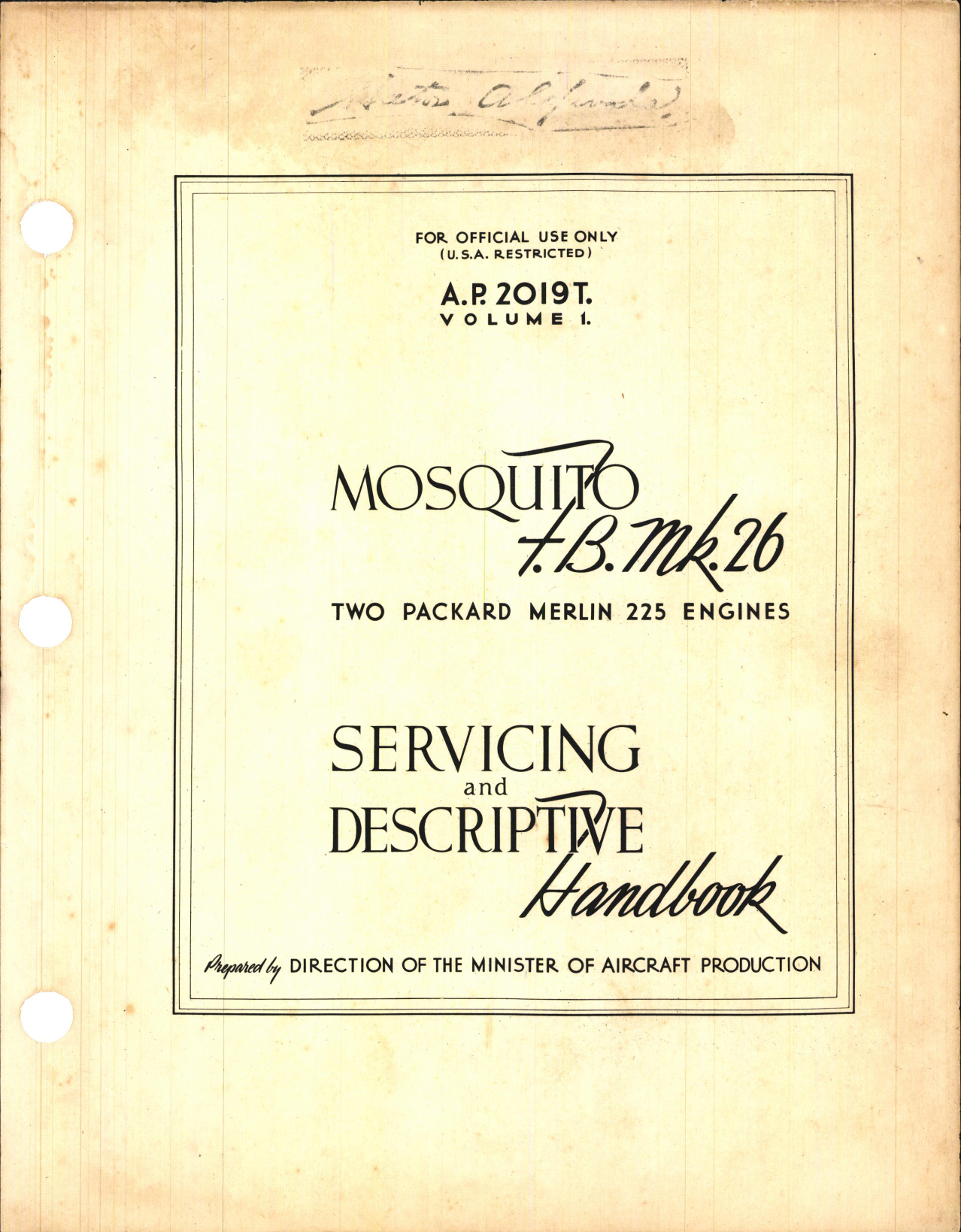 Sample page 1 from AirCorps Library document: Servicing and Descriptive Handbook for F.B. Mk. 26 Mosquito