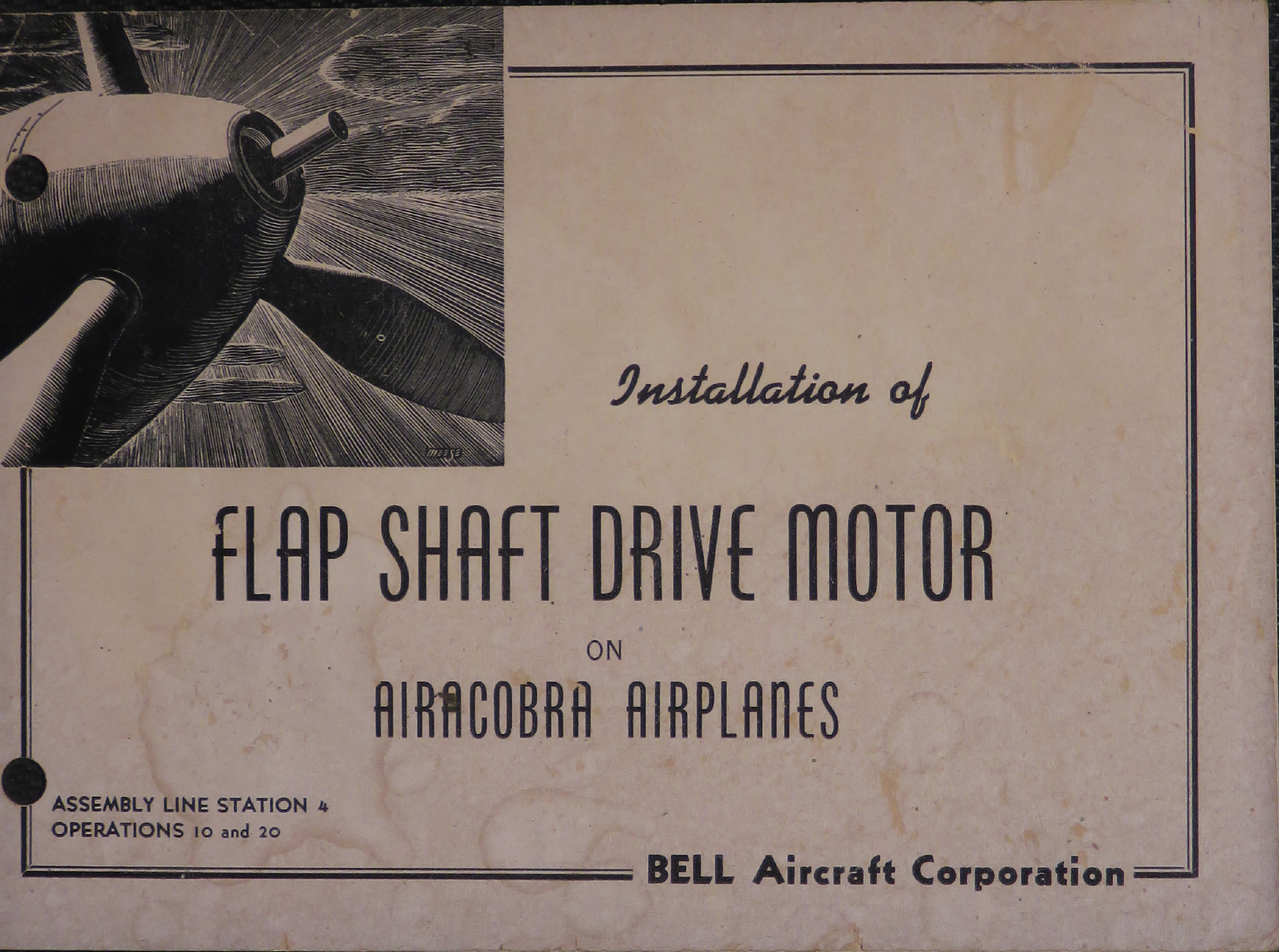 Sample page 1 from AirCorps Library document: Installation of Flap Shaft Drive Motor on Airacobra Airplanes