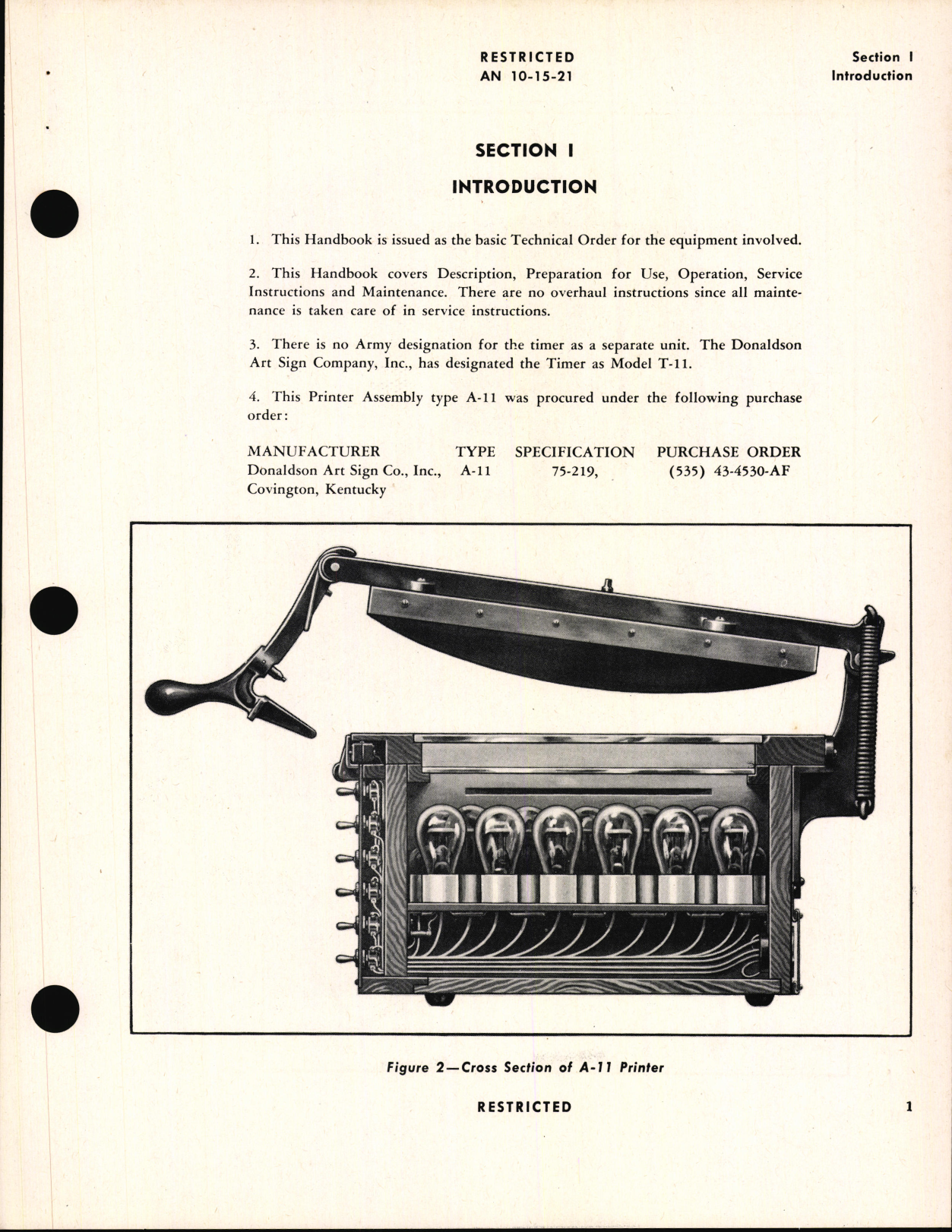 Sample page 5 from AirCorps Library document: Handbook of Instructions with Parts Catalog for Type A-11 Contact Printer