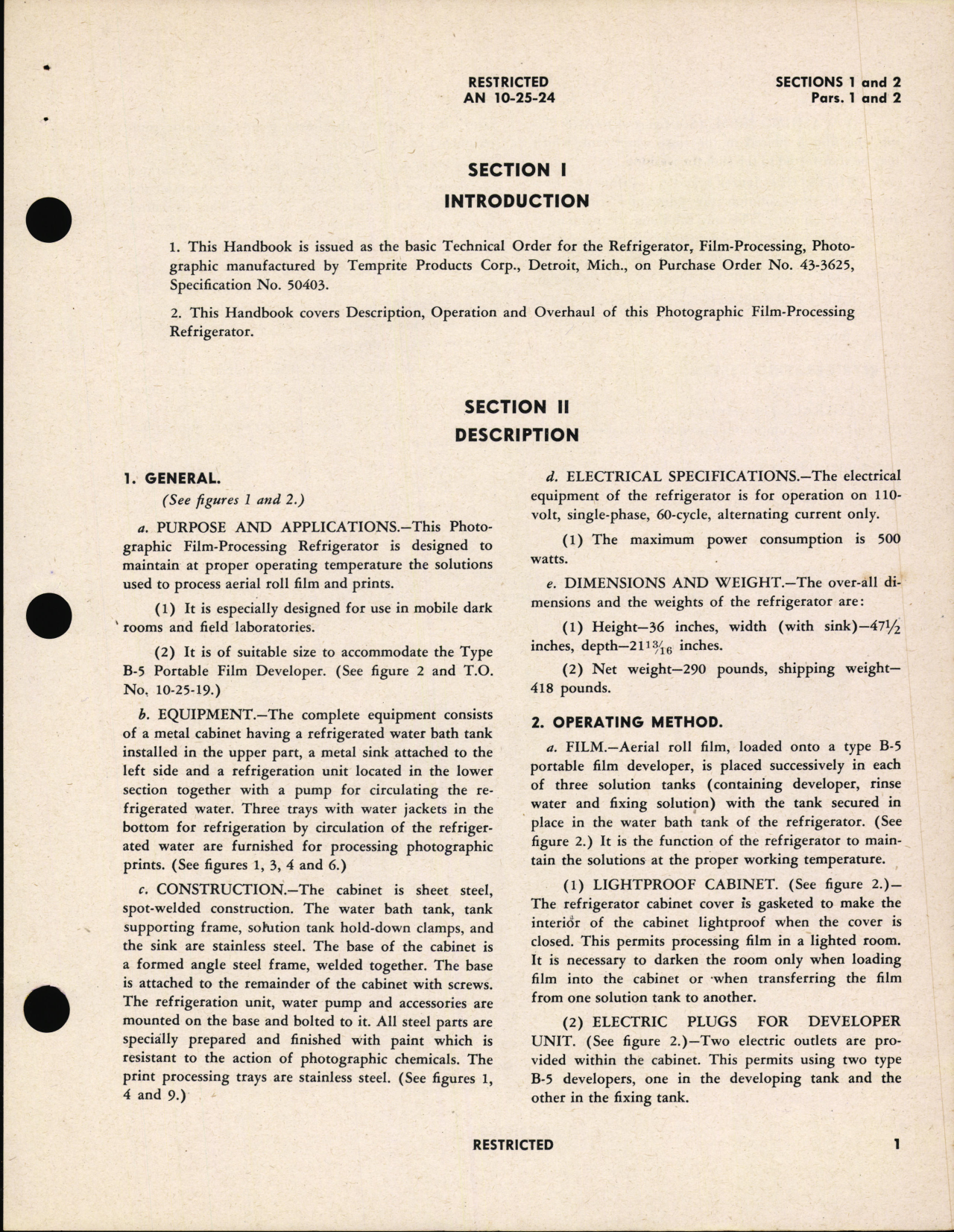 Sample page 7 from AirCorps Library document: Handbook of Instructions with Parts Catalog for Photographic Film-Processing Refrigerator