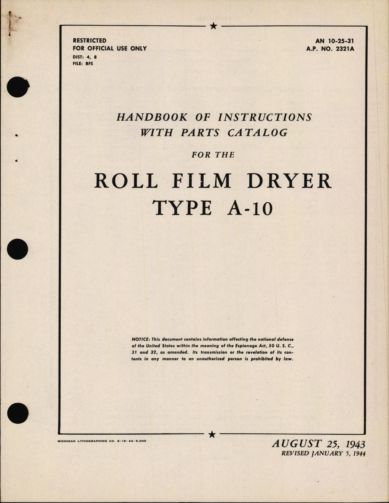 Sample page 7 from AirCorps Library document: Operation, Service, & Overhaul Instructions with Parts Catalog for Type A-10 Roll Film Dryer