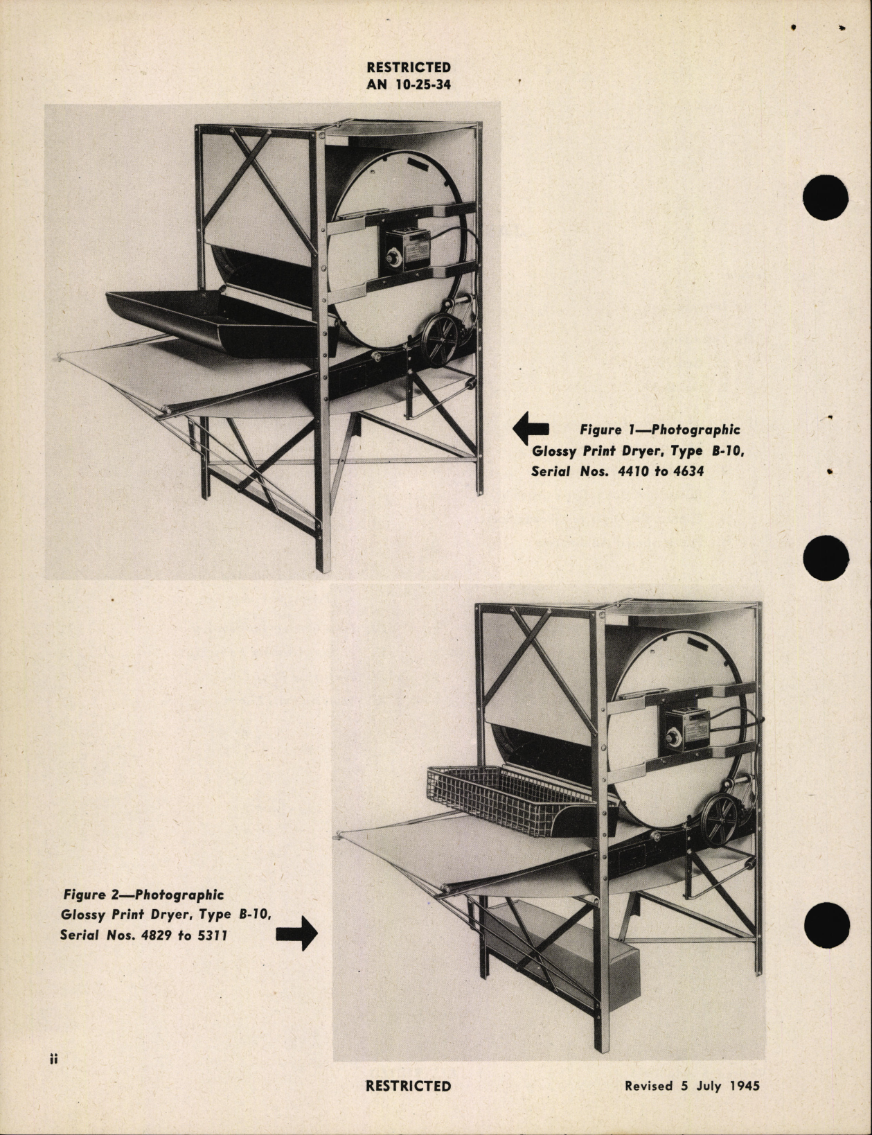 Sample page 6 from AirCorps Library document: Operation, Service, & Overhaul Instructions with Parts Catalog for Type B-10 Photographic Glossy Print Dryer