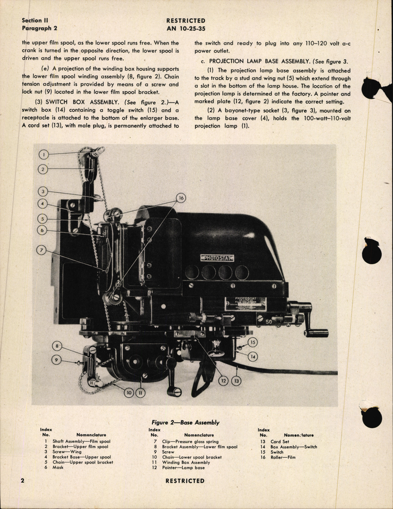 Sample page 6 from AirCorps Library document: Handbook of Instructions with Parts Catalog for Photostat Film Enlarger