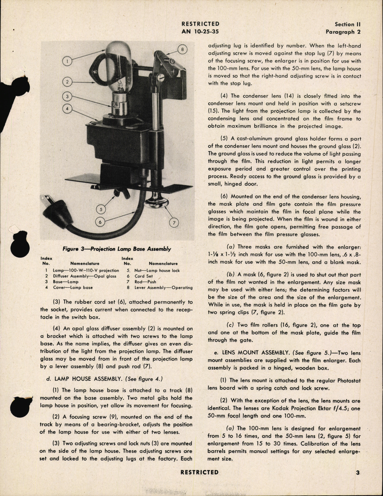 Sample page 7 from AirCorps Library document: Handbook of Instructions with Parts Catalog for Photostat Film Enlarger