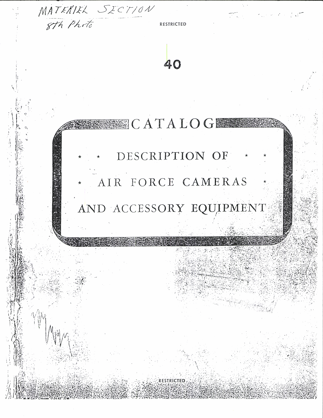 Sample page 1 from AirCorps Library document: Catalog - Description of Air Force Cameras and Accessory Equipment