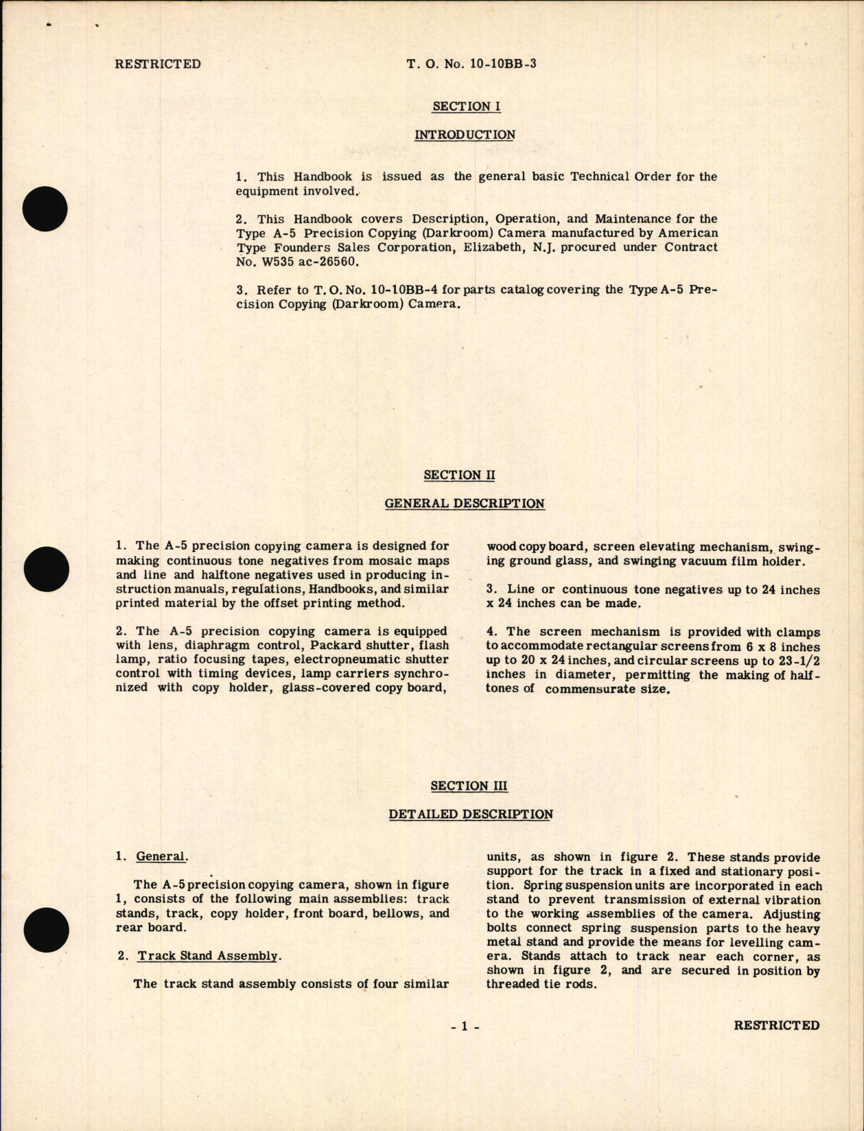 Sample page 7 from AirCorps Library document: Handbook of Instructions for Type A-5 Ground Copying Camera