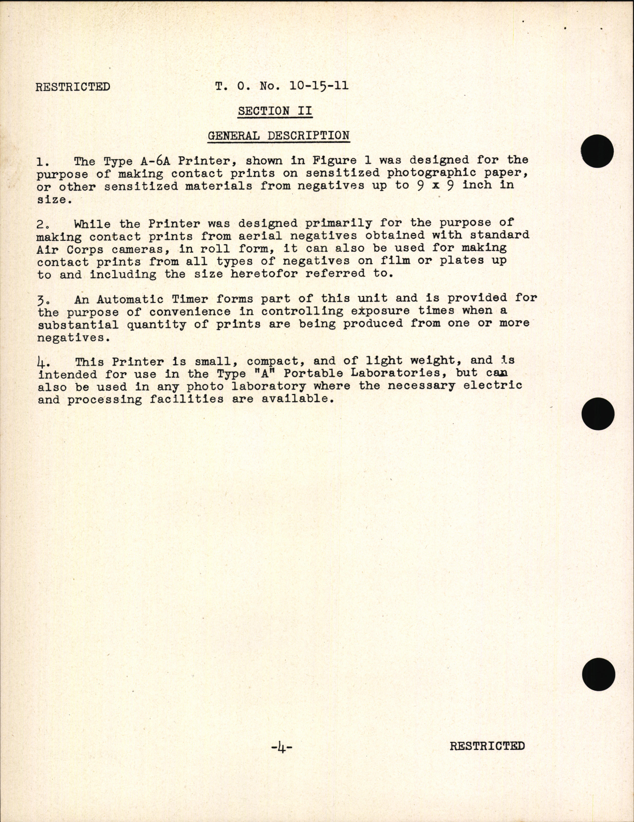 Sample page 6 from AirCorps Library document: Handbook of Instructions with Parts Catalog for Type A-6A Contact Printer for Type A Portable Laboratories