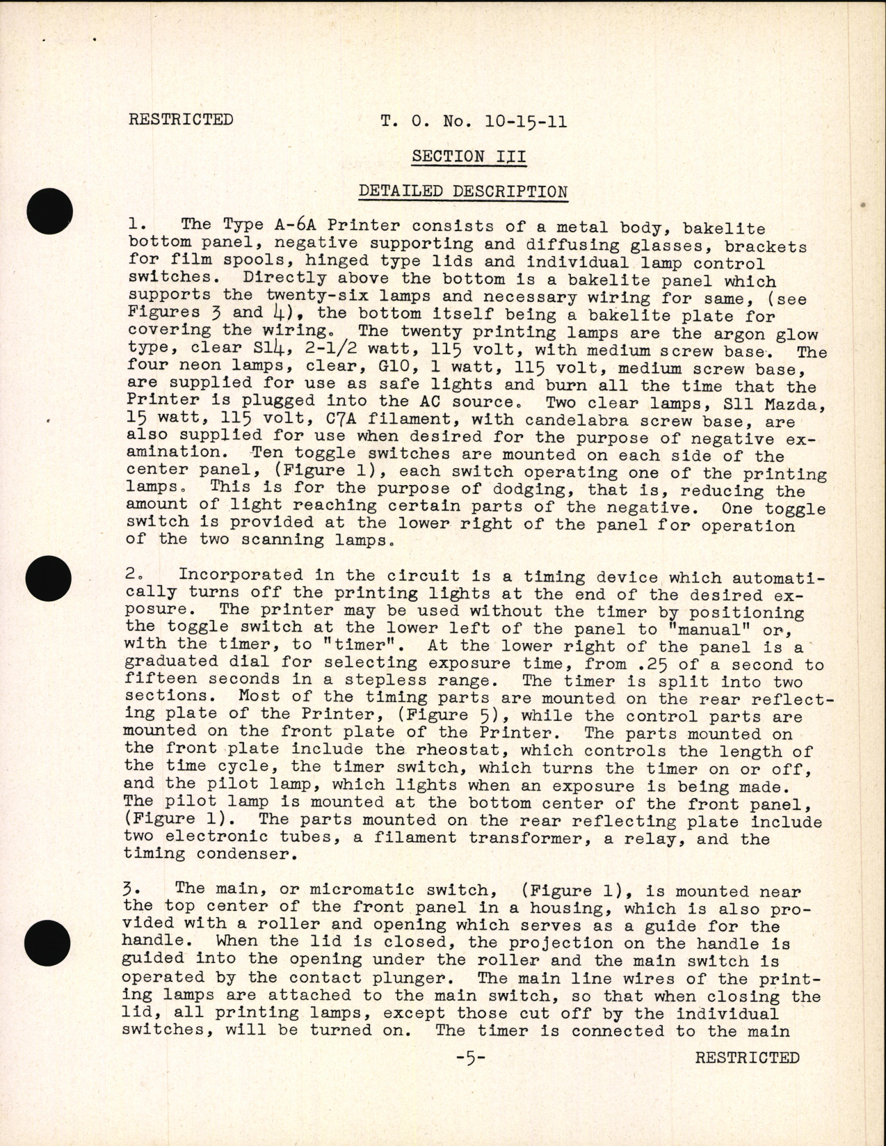 Sample page 7 from AirCorps Library document: Handbook of Instructions with Parts Catalog for Type A-6A Contact Printer for Type A Portable Laboratories