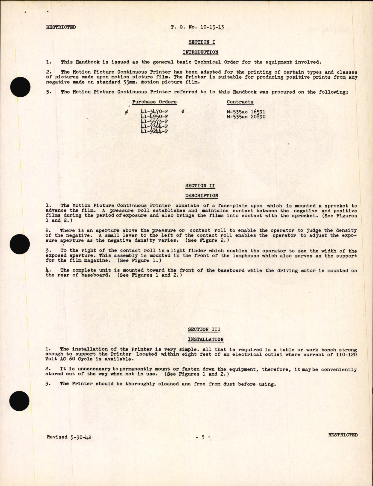 Sample page 5 from AirCorps Library document: Handbook of Instructions with Parts Catalog for the Motion Picture Continuous Printer (35 mm)