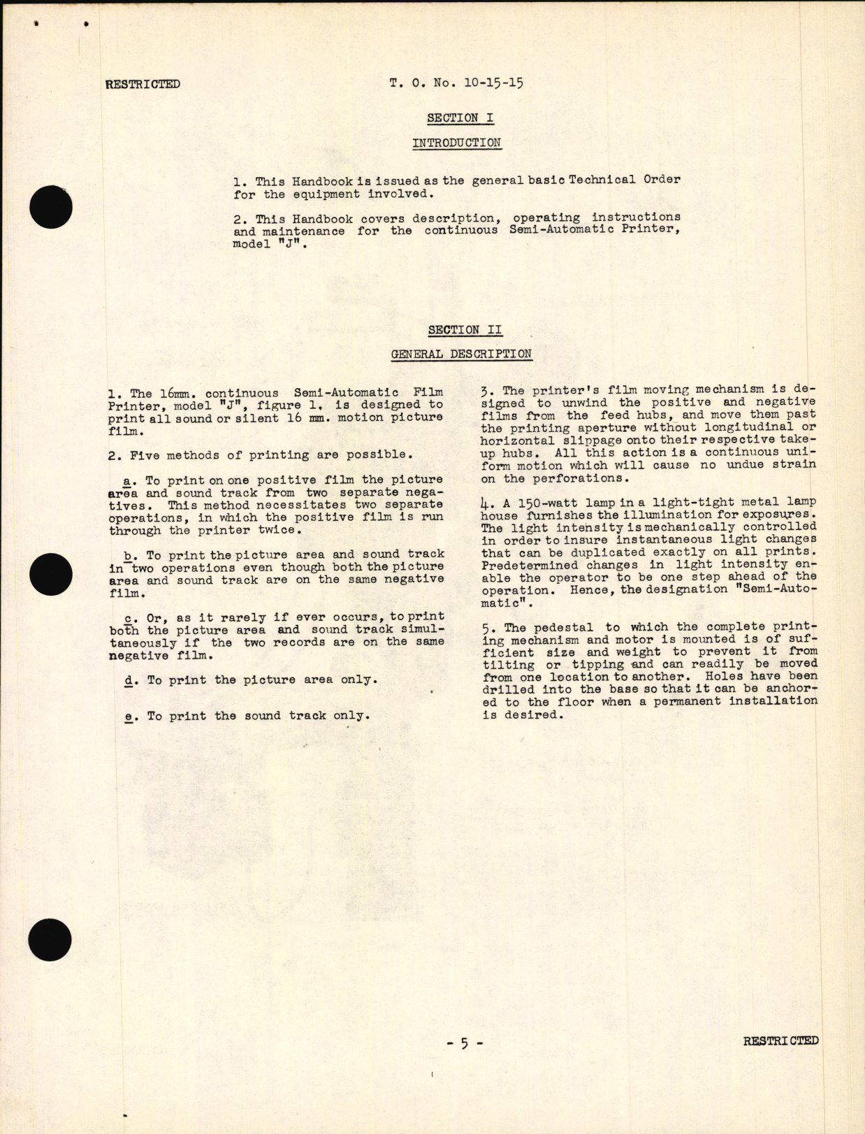 Sample page 7 from AirCorps Library document: Handbook of Instructions with Parts Catalog for Model J Continuous Printer (16 mm Semi-Automatic)