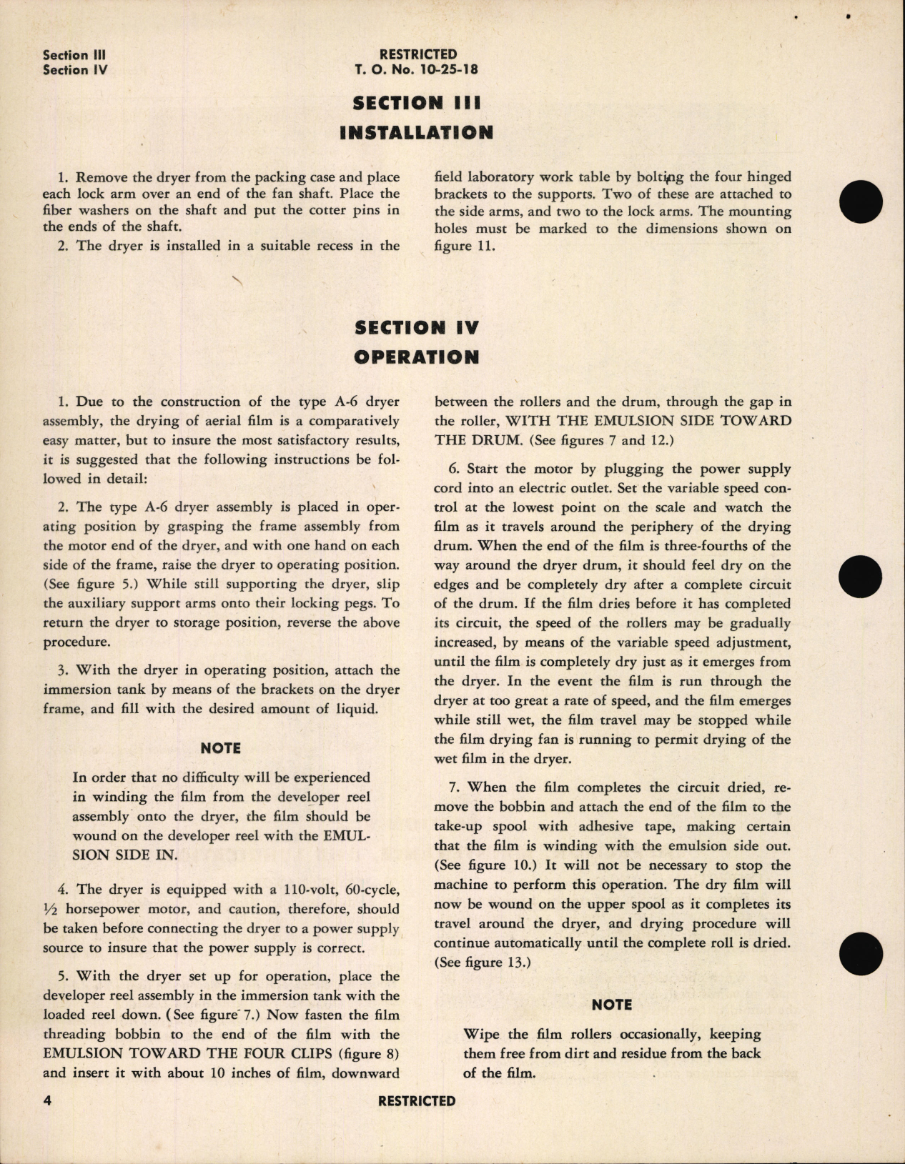 Sample page 8 from AirCorps Library document: Handbook of Instructions with Parts Catalog for Type A-6 Roll Film Dryer