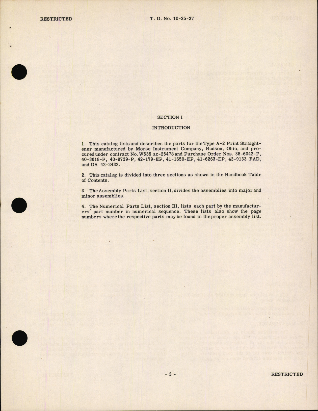 Sample page 7 from AirCorps Library document: Handbook of Instructions with Parts Catalog for Type A-2 Print Straightener