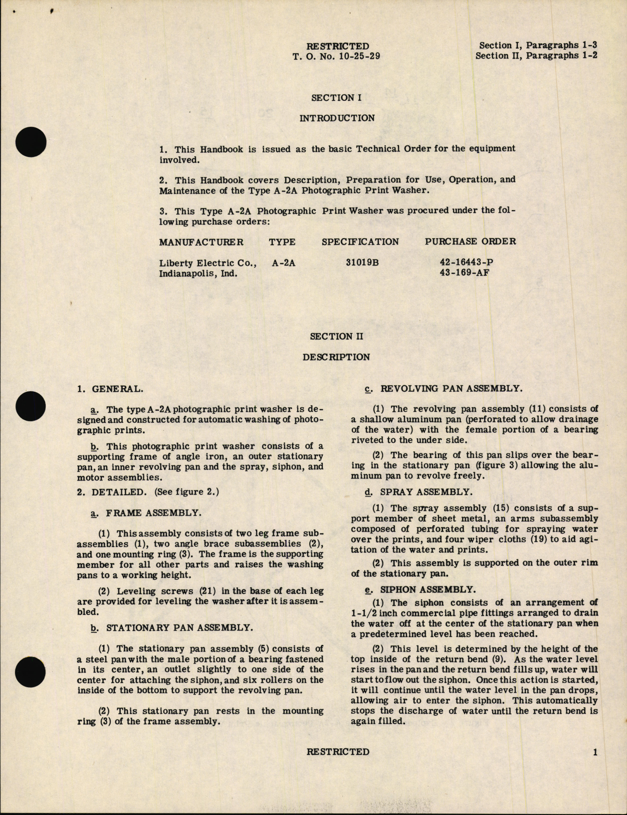 Sample page 7 from AirCorps Library document: Handbook of Operation and Service Instructions with Parts Catalog for Type A-2A Photographic Print Washer