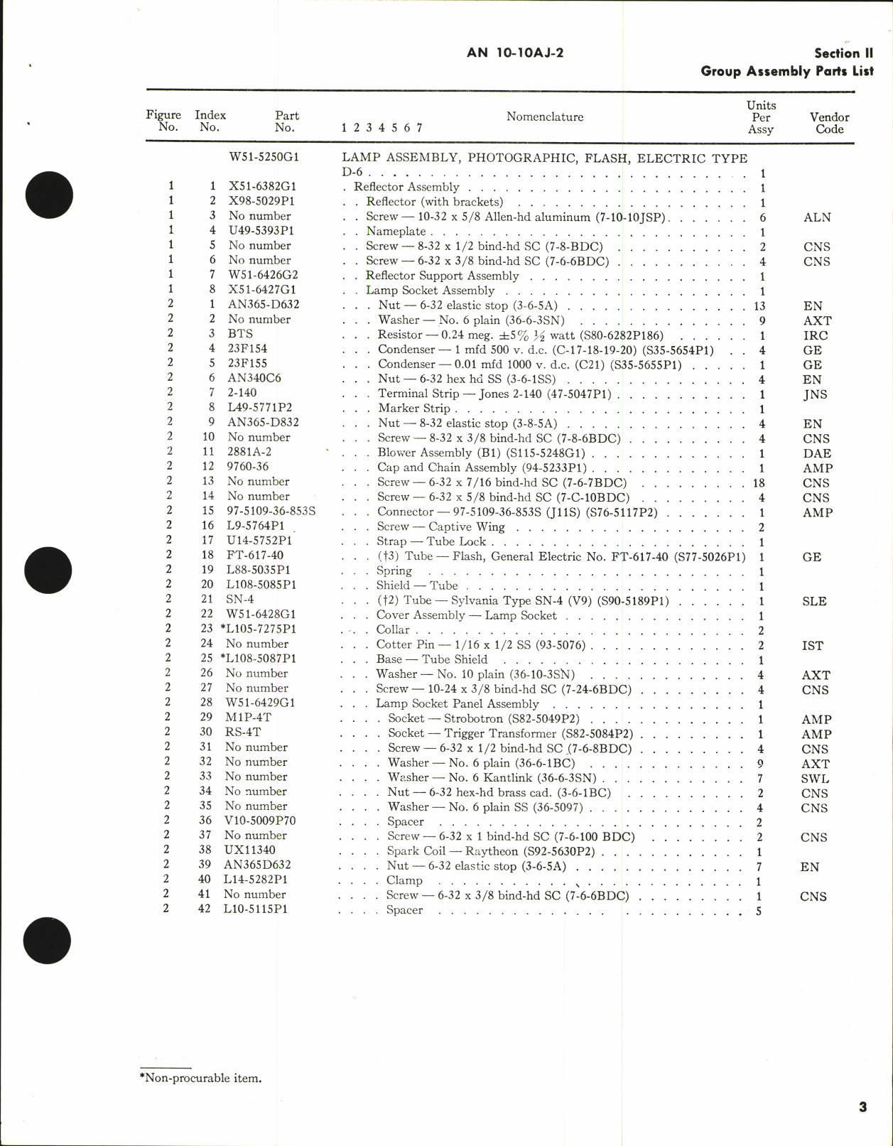 Sample page 7 from AirCorps Library document: Parts Catalog for Type D-6 Photographic Lamp Assembly