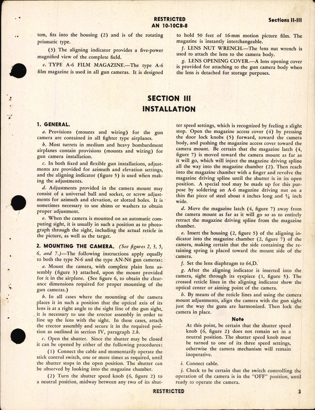 Sample page 7 from AirCorps Library document: Handbook of Instructions with Parts Catalog for N-6 and AN-N6 Gun Cameras