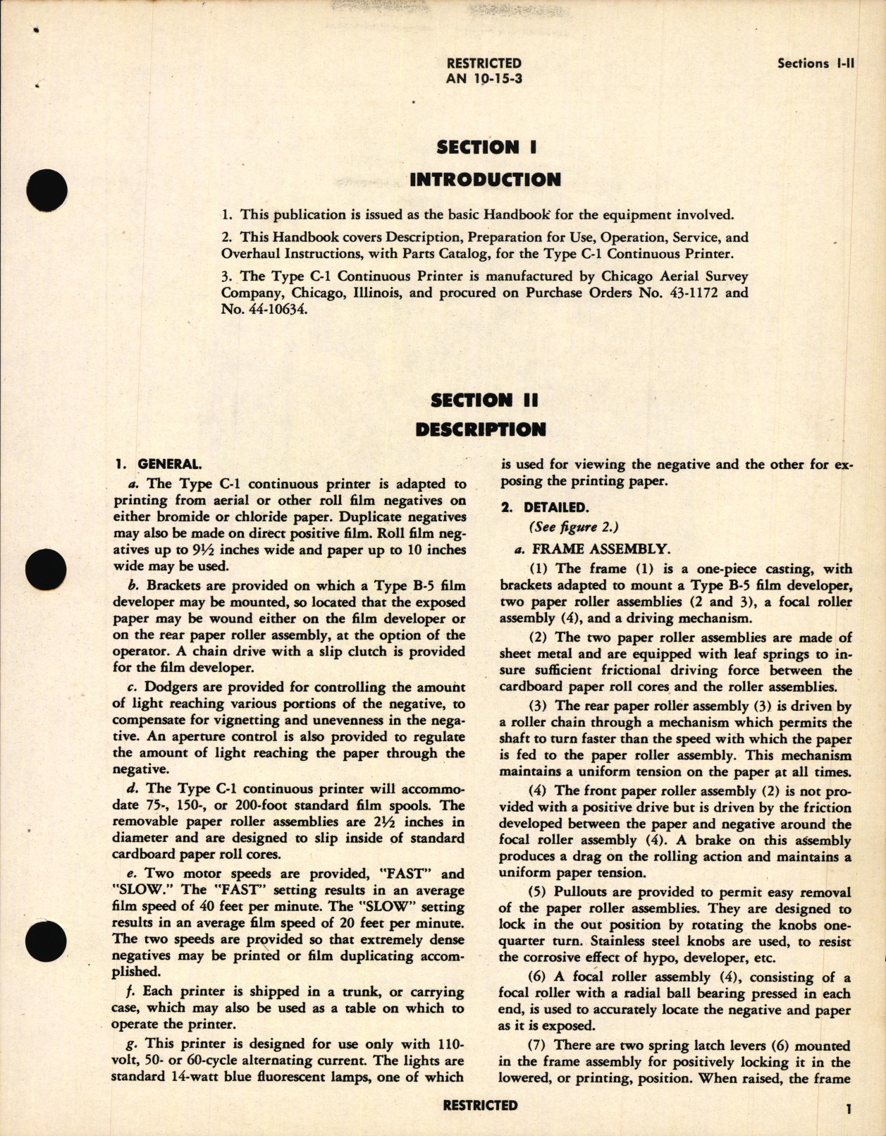Sample page 5 from AirCorps Library document: Handbook of Instructions with Parts Catalog for Type C-1 Continuous Printer