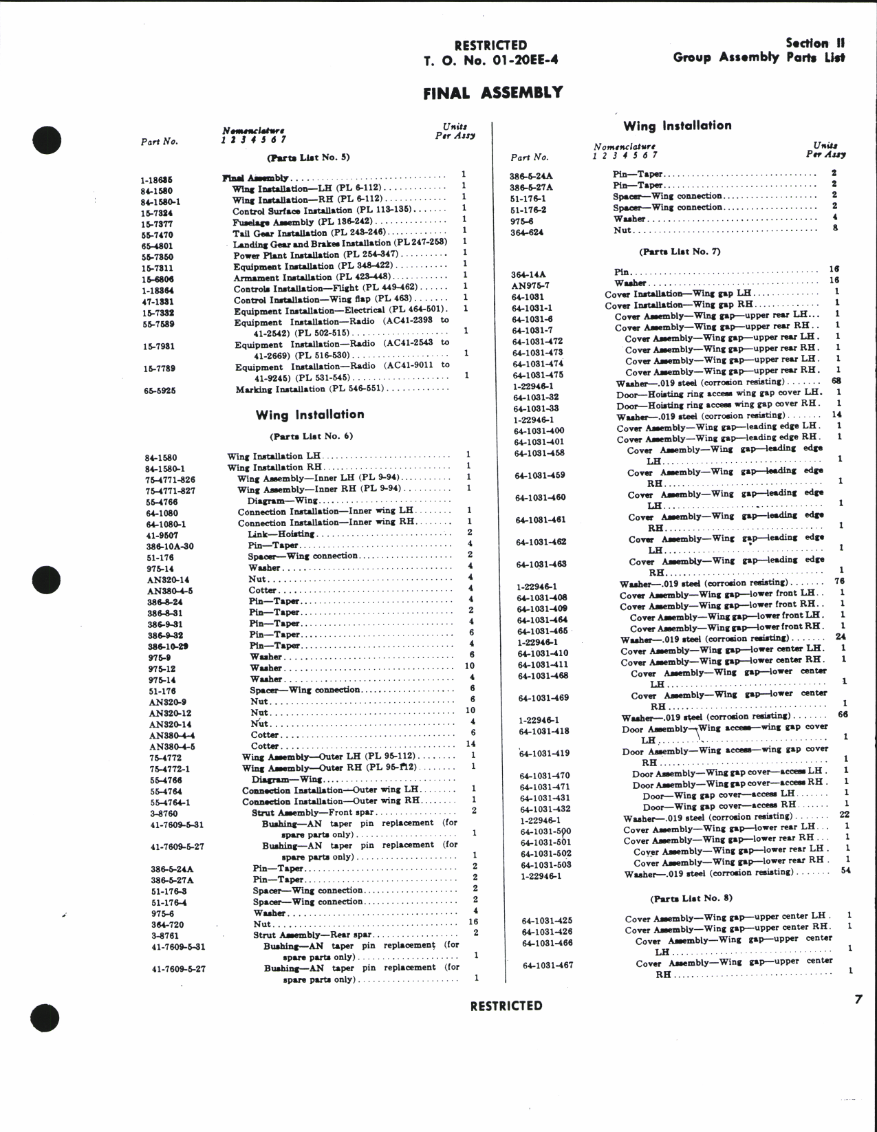 Sample page 7 from AirCorps Library document: Parts Catalog for B-17E (Fortress IIA) Aircraft