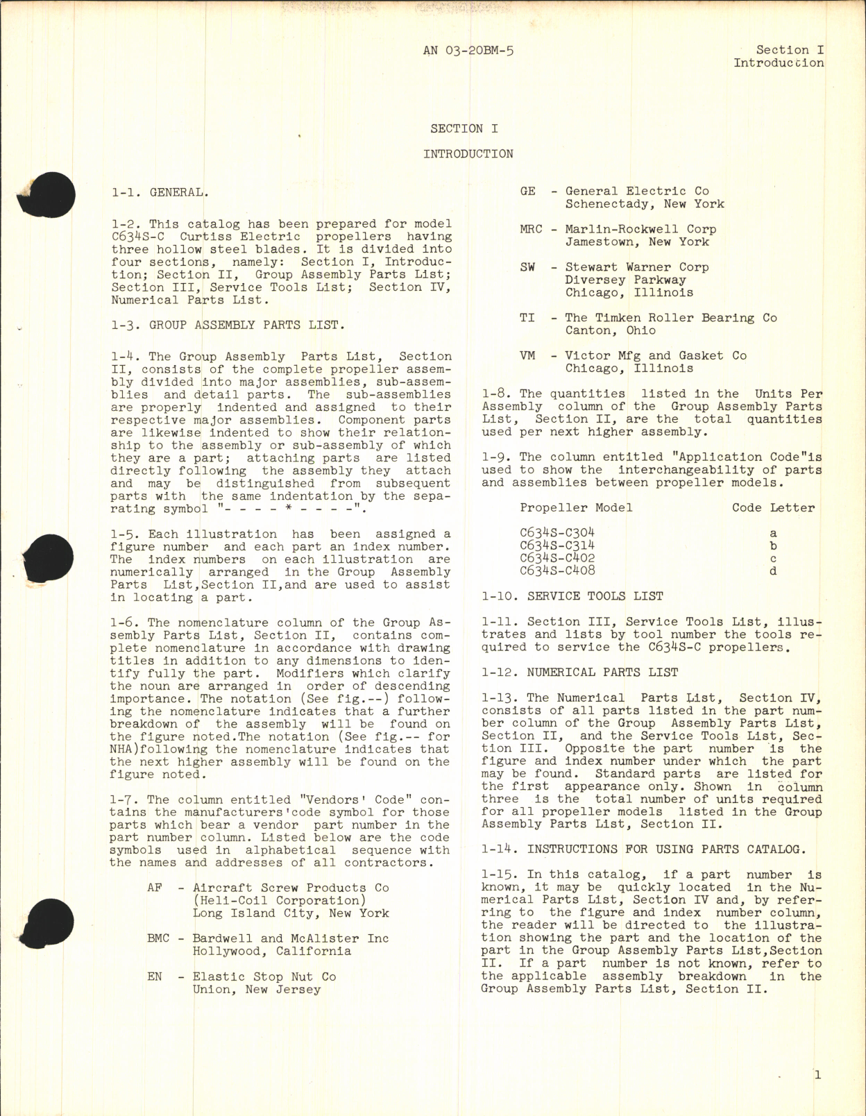 Sample page 5 from AirCorps Library document: Parts Catalog for Electric Propellers Model C634S-C