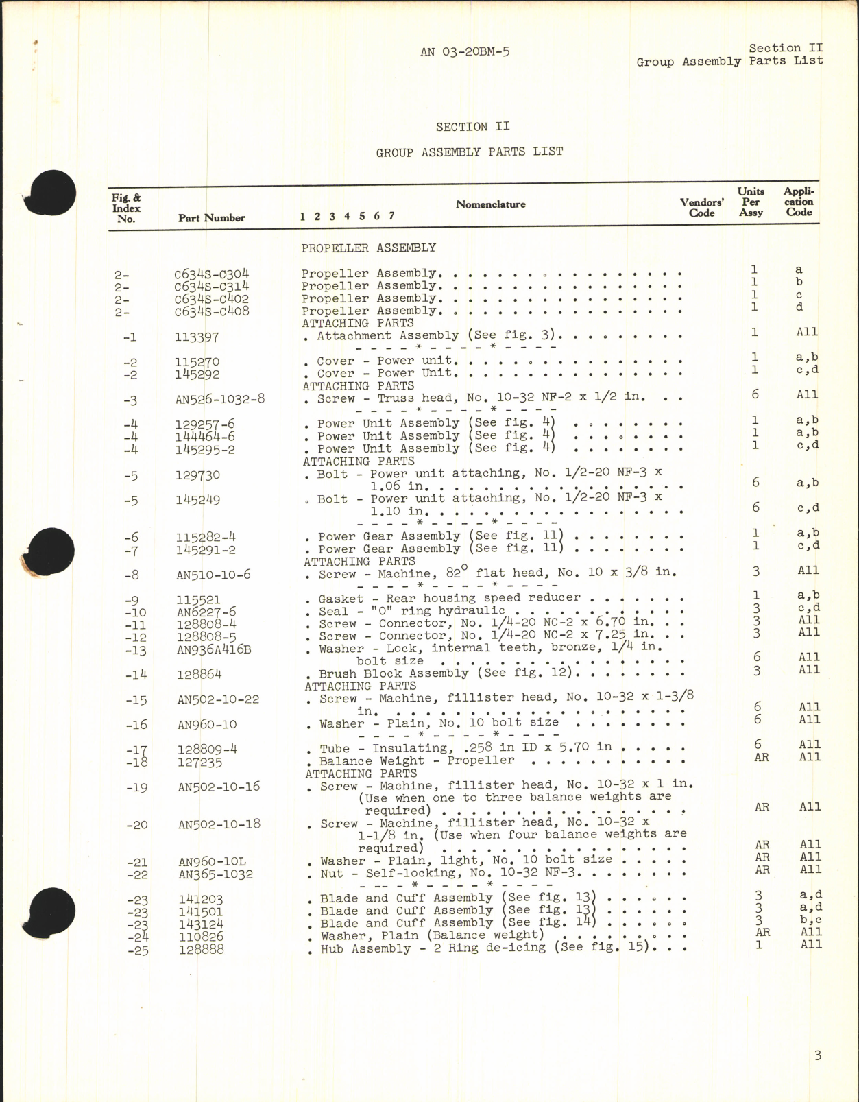 Sample page 7 from AirCorps Library document: Parts Catalog for Electric Propellers Model C634S-C