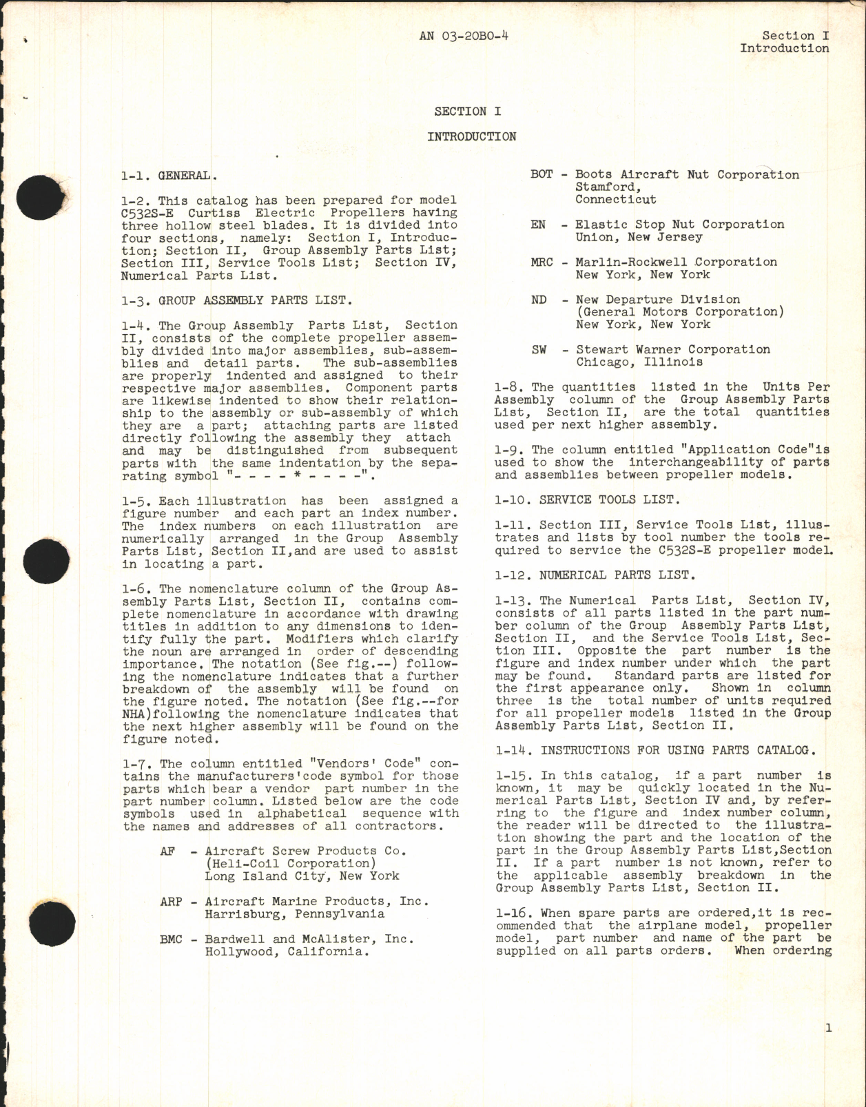 Sample page 5 from AirCorps Library document: Parts Catalog for Curtiss Electric Propeller Model C532S-E