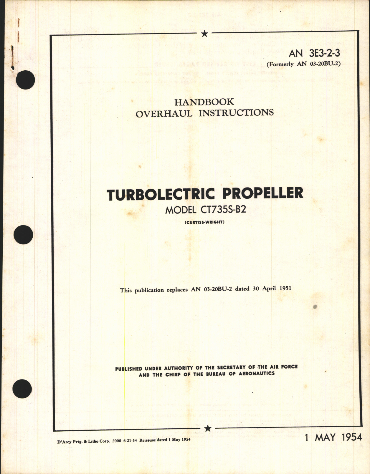 Sample page 1 from AirCorps Library document: Overhaul Instructions for Curtiss Turboelectric Propeller Model CT735S-B2