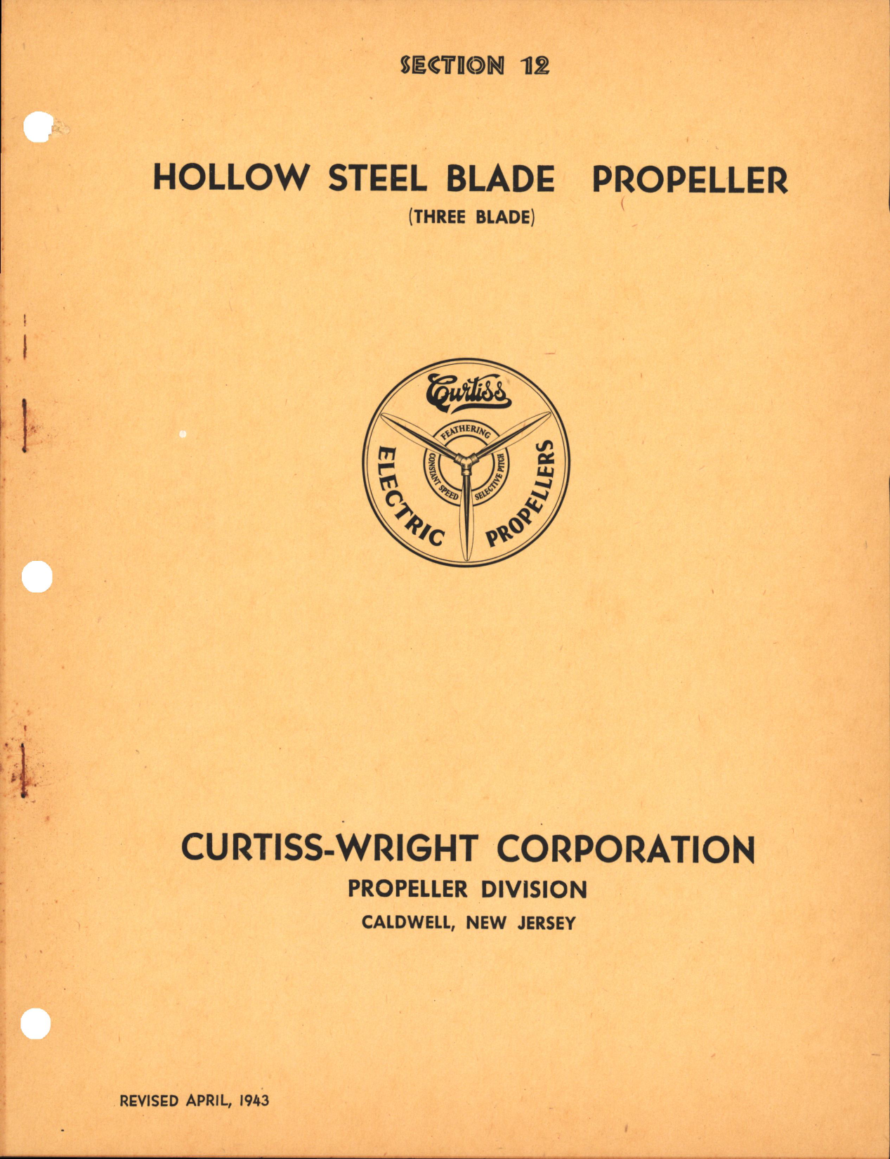 Sample page 1 from AirCorps Library document: Section 12 - Hollow Steel Blade Propeller (Three Blade)
