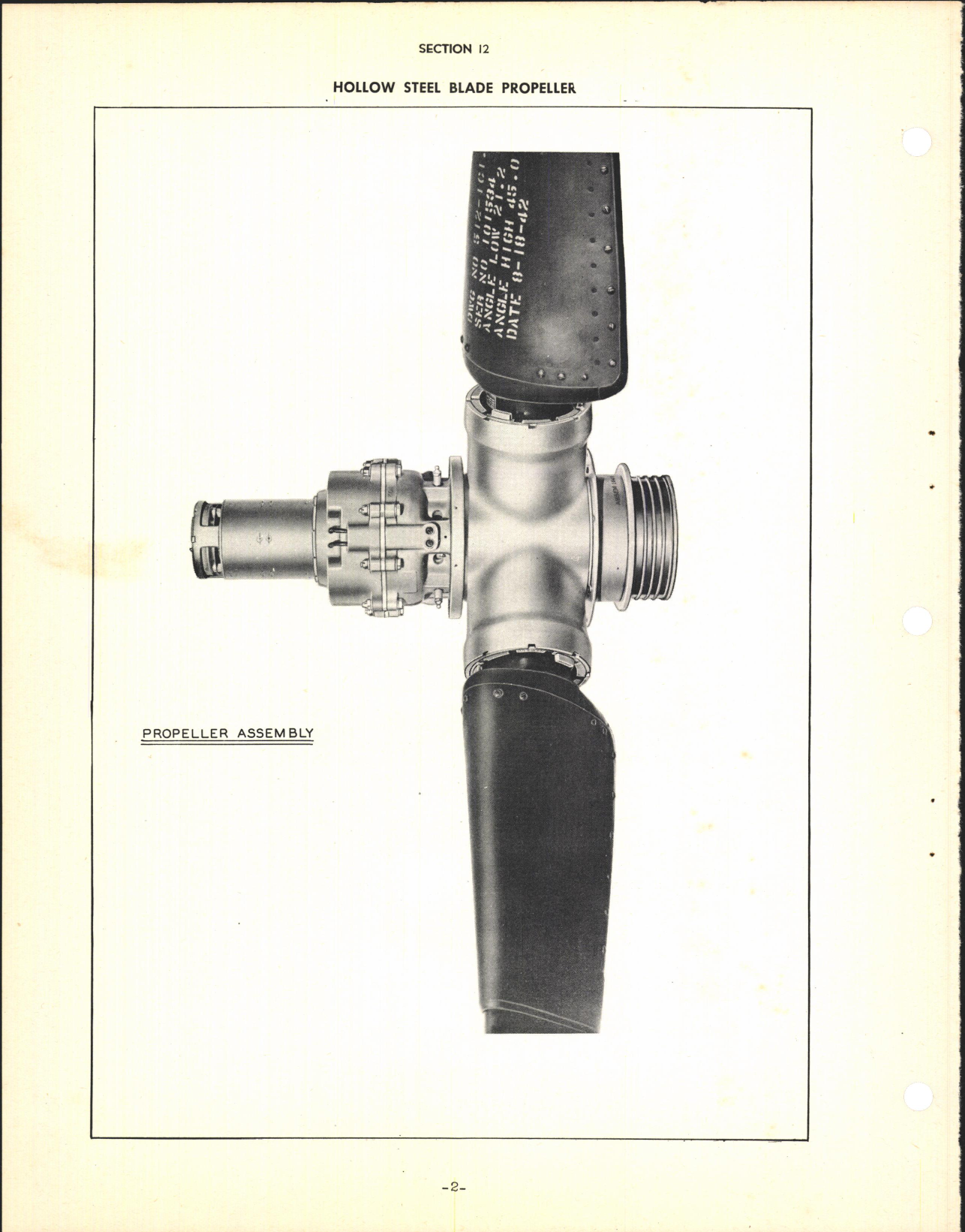 Sample page 4 from AirCorps Library document: Section 12 - Hollow Steel Blade Propeller (Three Blade)