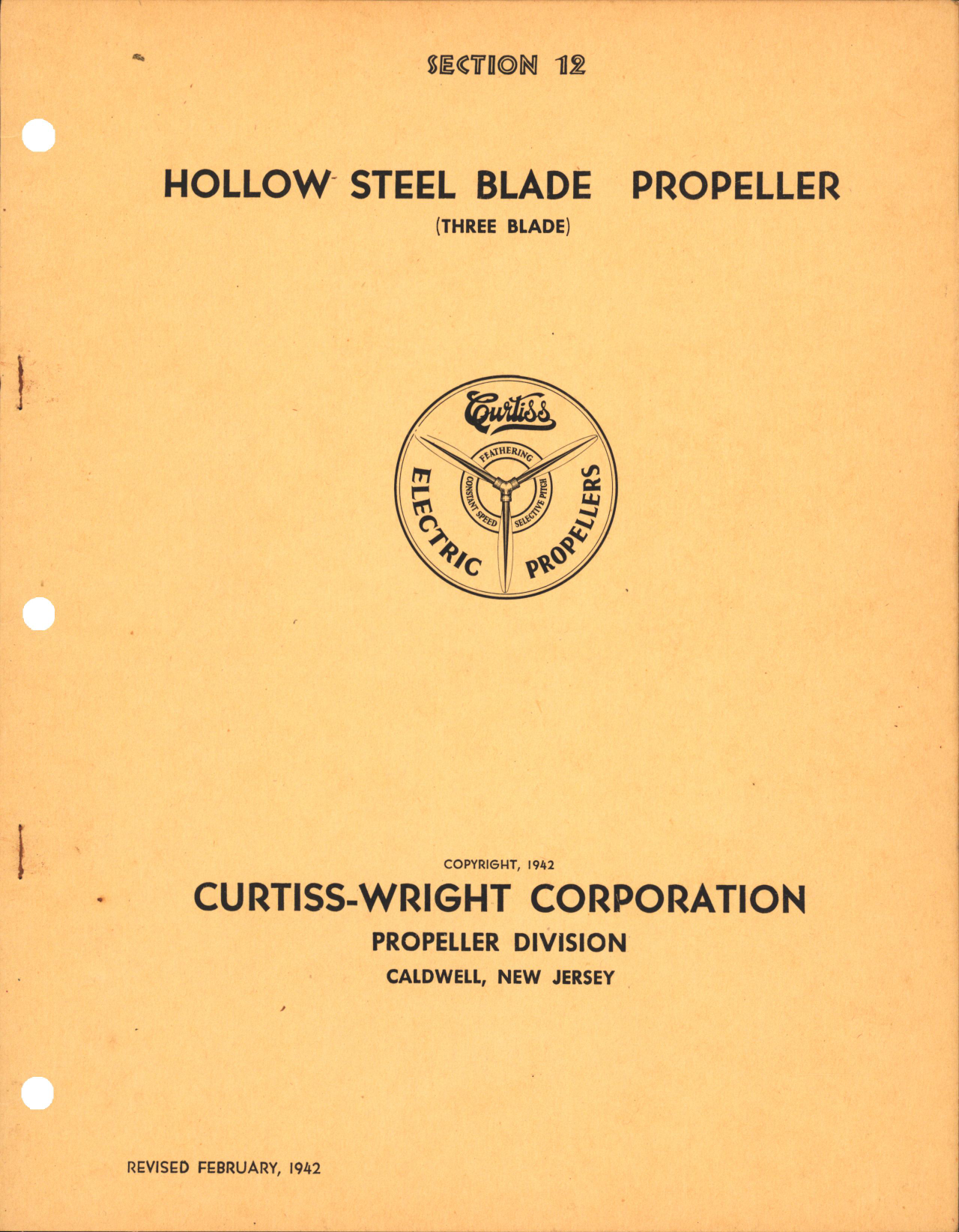 Sample page 1 from AirCorps Library document: Section 12 - Hollow Steel Blade Propeller (Three Blade)