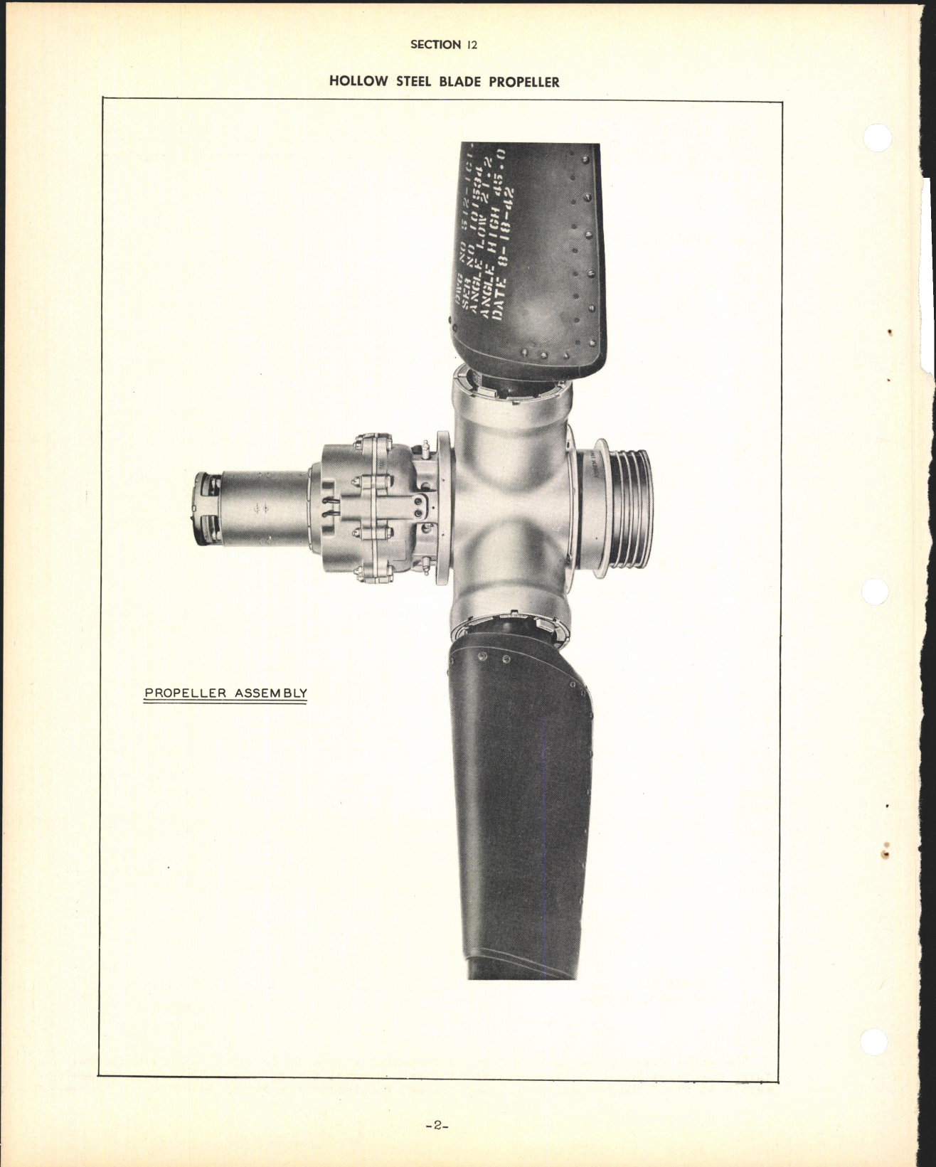 Sample page 4 from AirCorps Library document: Section 12 - Hollow Steel Blade Propeller (Three Blade)