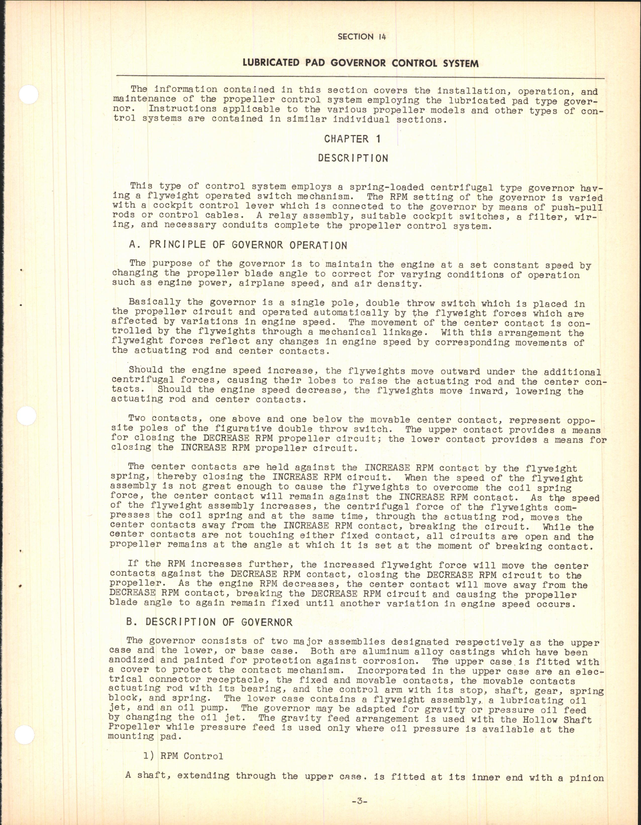 Sample page 5 from AirCorps Library document: Section 14 - Lubricated Pad Governor Control System