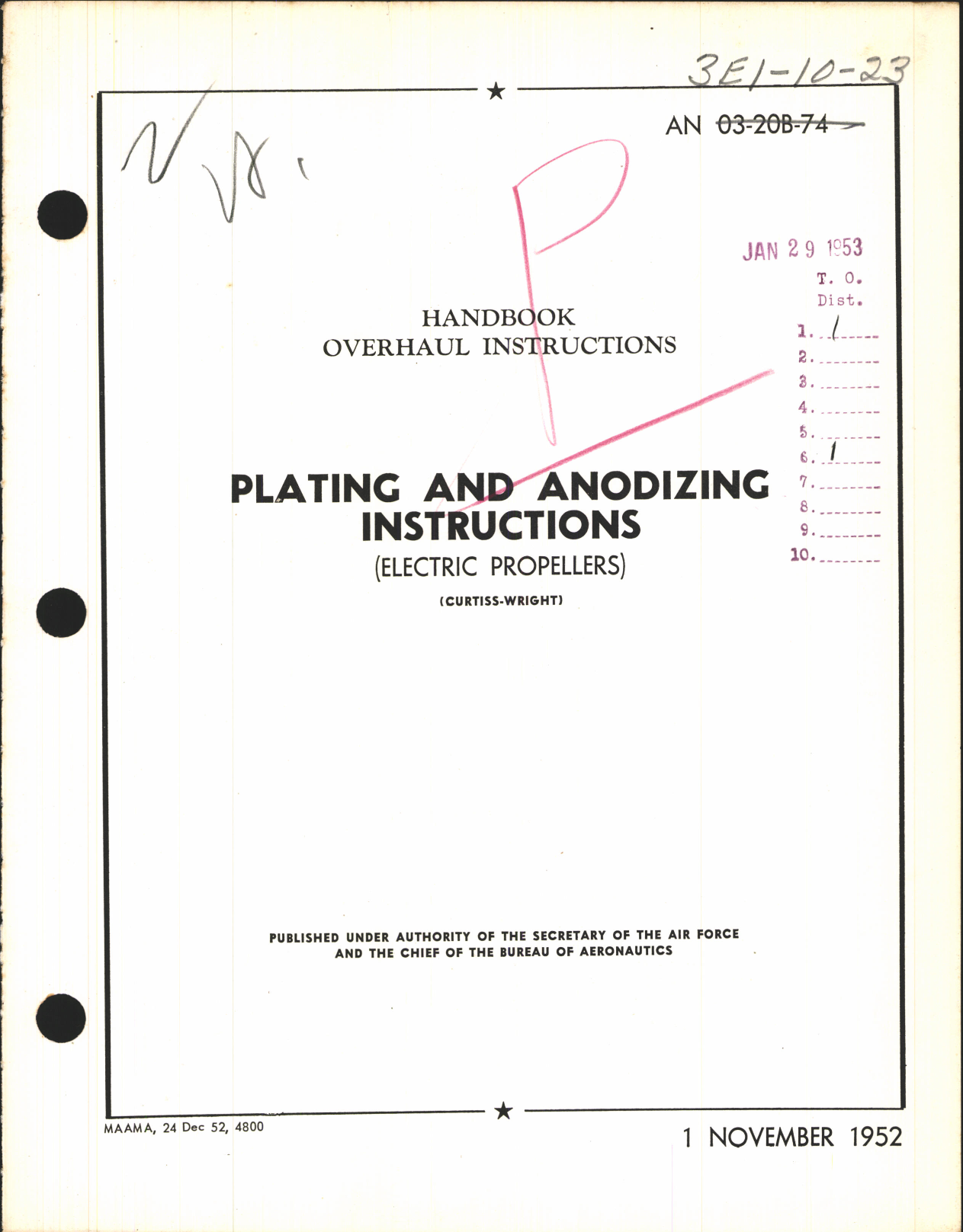Sample page 1 from AirCorps Library document: Overhaul Instructions Plating and Anodizing Instructions for Electric Propellers