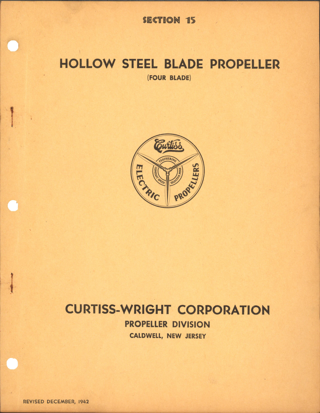 Sample page 1 from AirCorps Library document: Section 15 - Hollow Steel Blade Propeller (Four Blade)