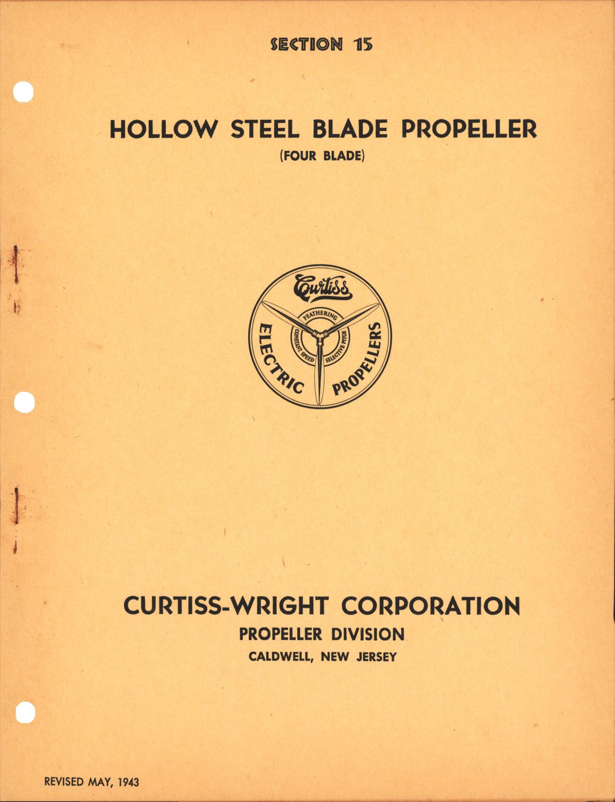 Sample page 1 from AirCorps Library document: Section 15 - Hollow Steel Blade Propeller (Four Blade)